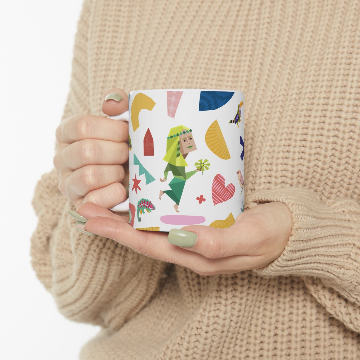 Hand holding the INFP Daydream Ceramic Mug, perfect for enjoying coffee, tea, or hot chocolate.