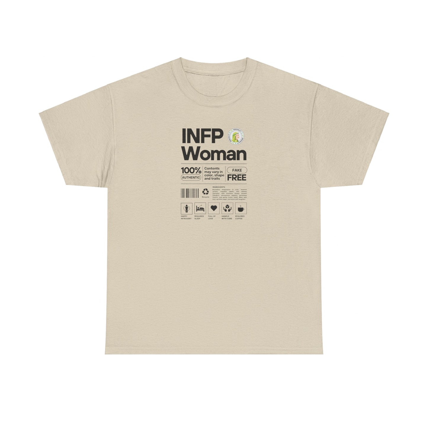 INFP Woman Ingredients Black Text Tee