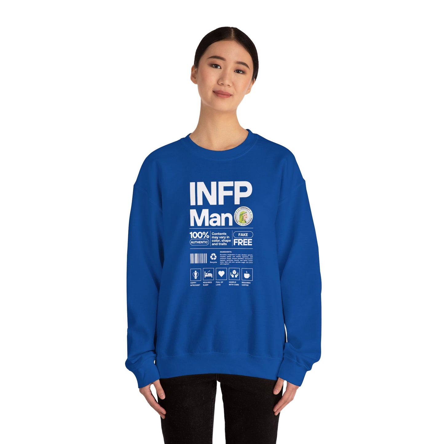 INFP Man Ingredients White Text Sweatshirt