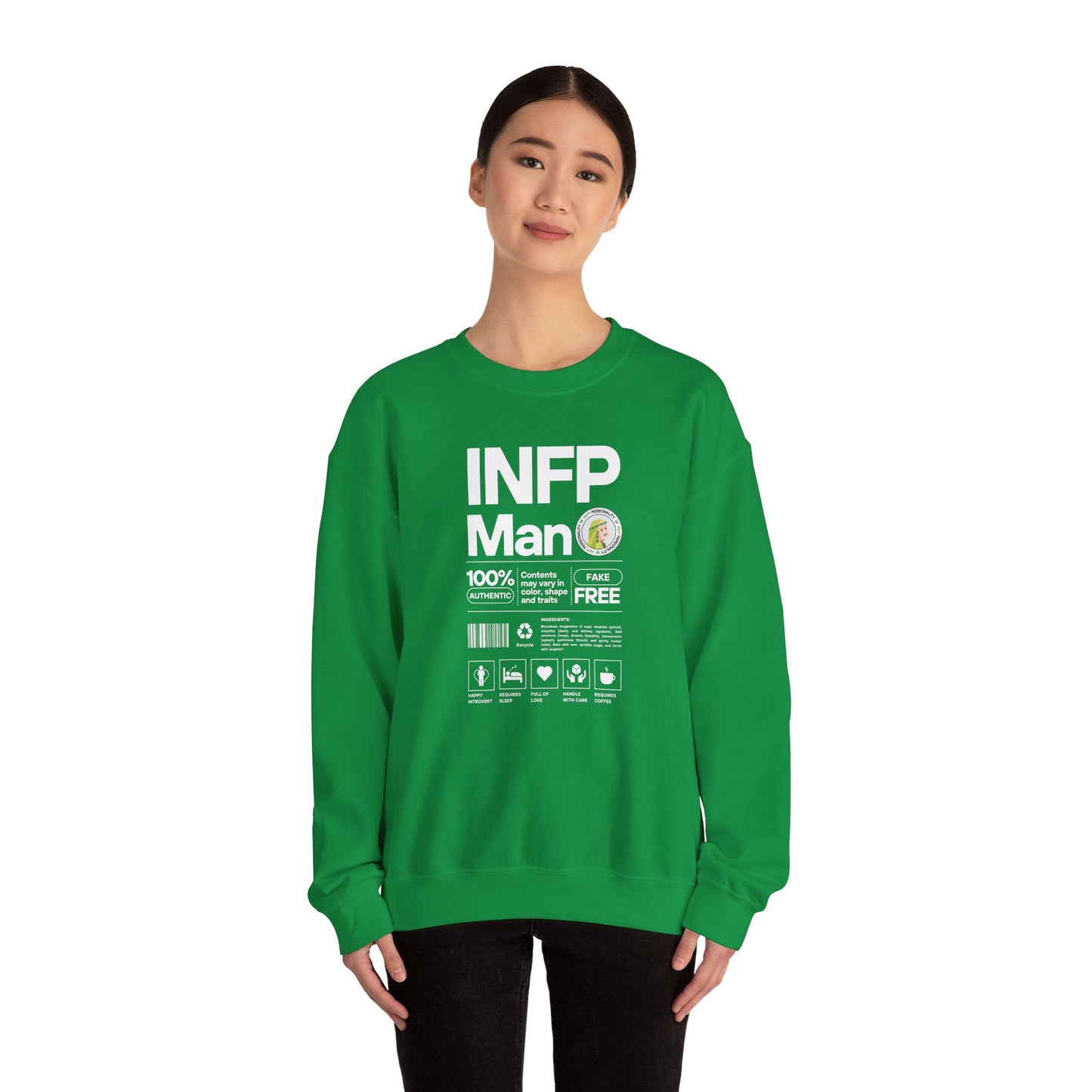 INFP Man Ingredients White Text Sweatshirt