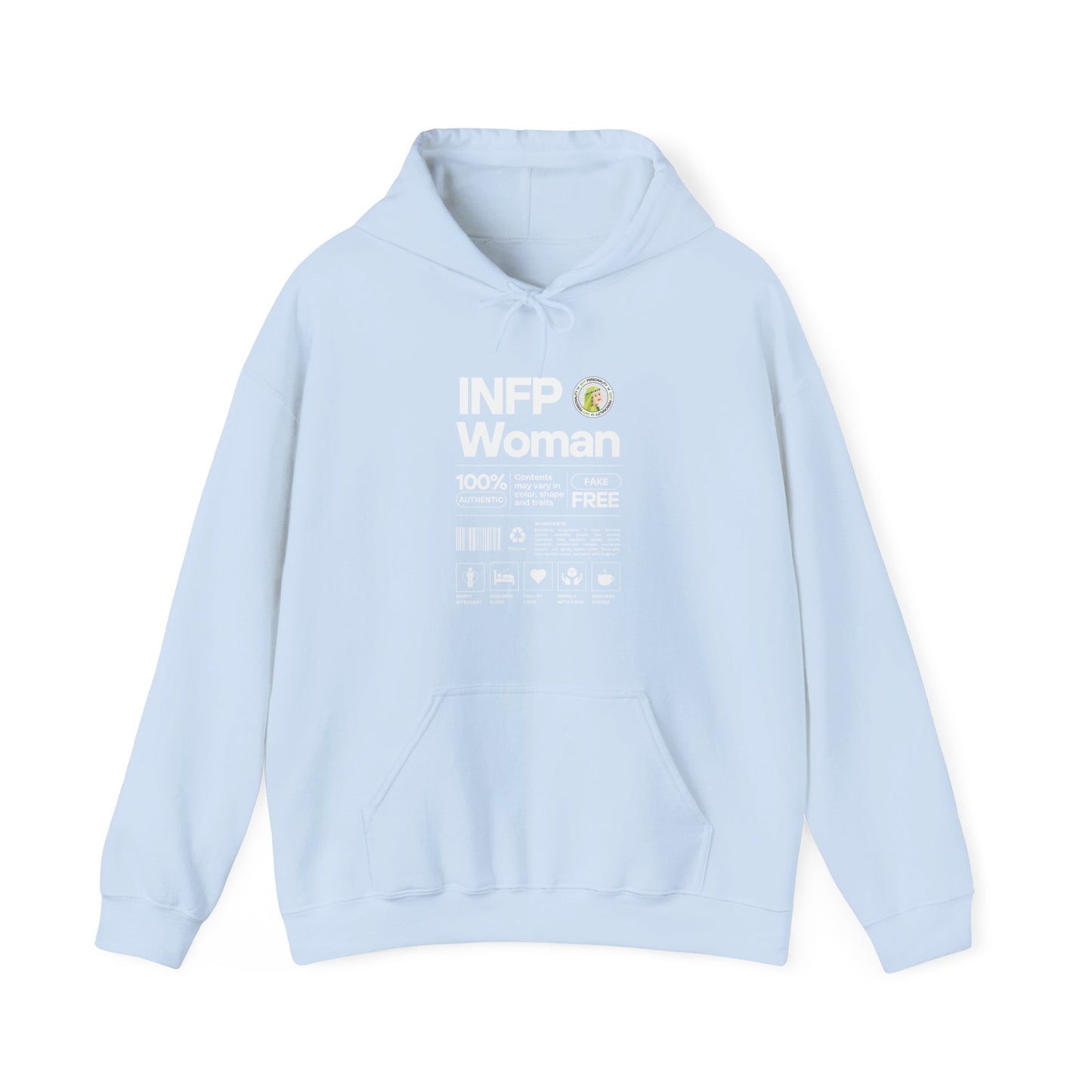 INFP Woman Ingredients White Text Hoodie