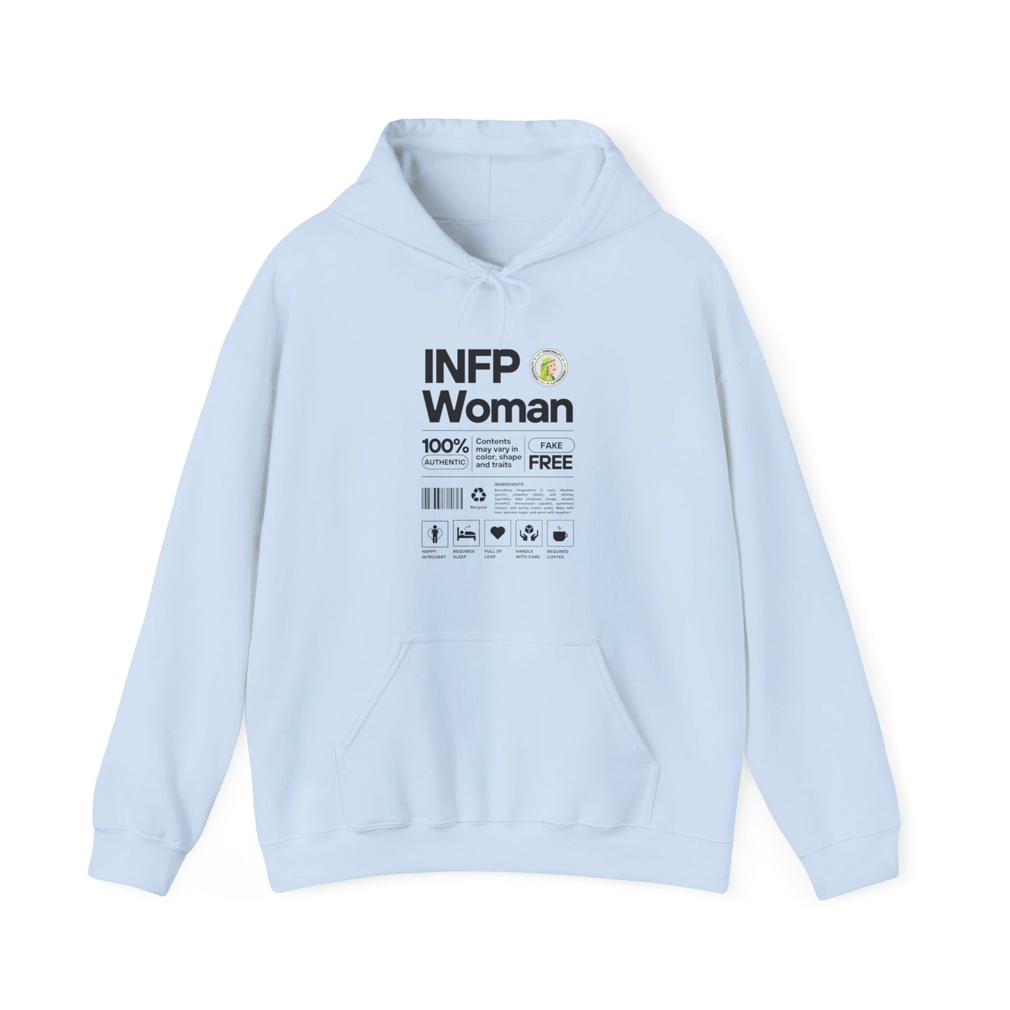 INFP Woman Ingredients Black Text Hoodie