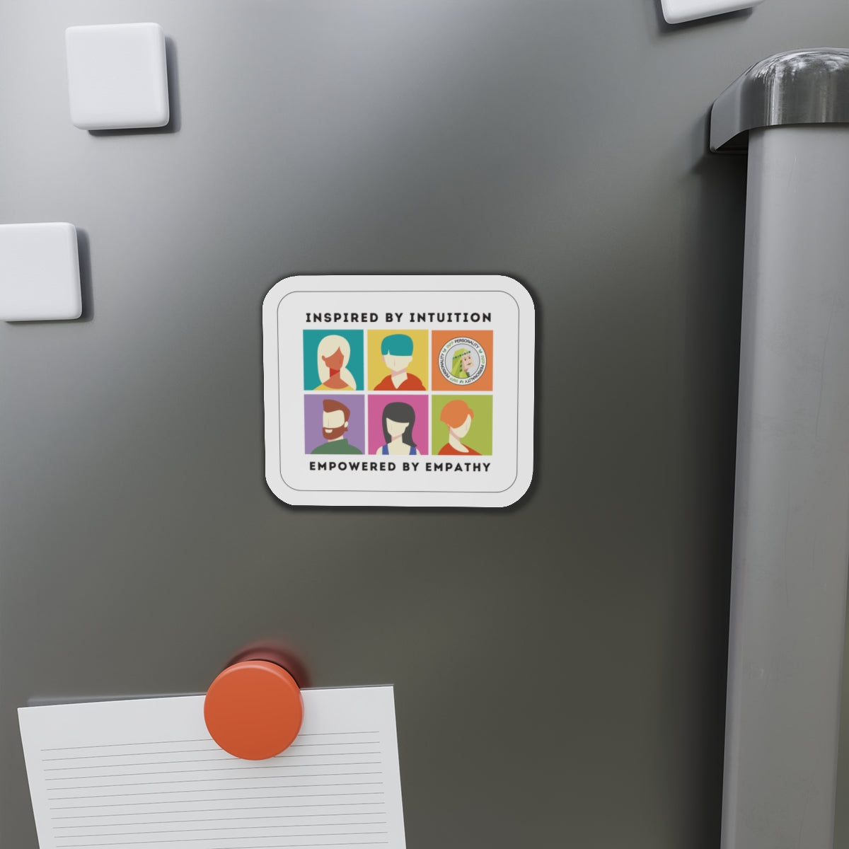 INFP Pride Magnet displayed on a fridge, adding a touch of personality to the kitchen space.