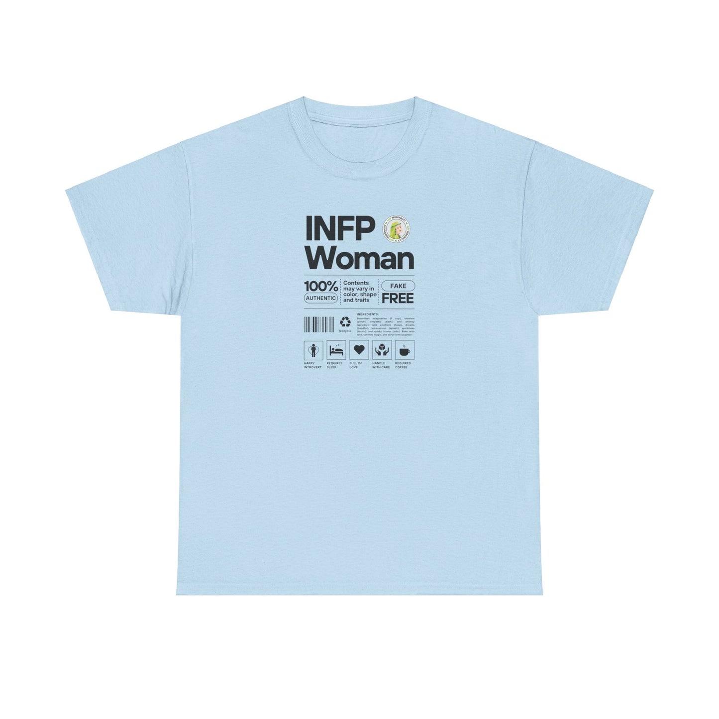 INFP Woman Ingredients Black Text Tee