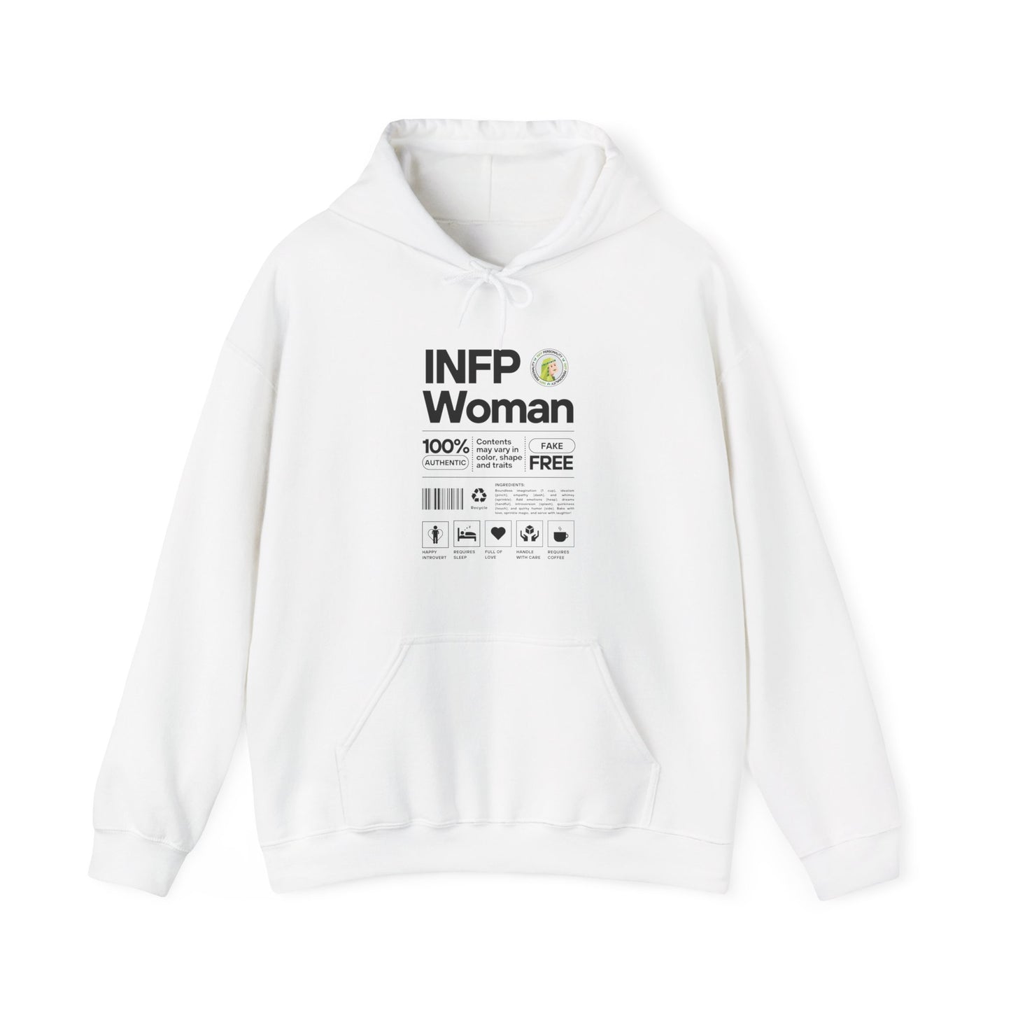 INFP Woman Ingredients Black Text Hoodie