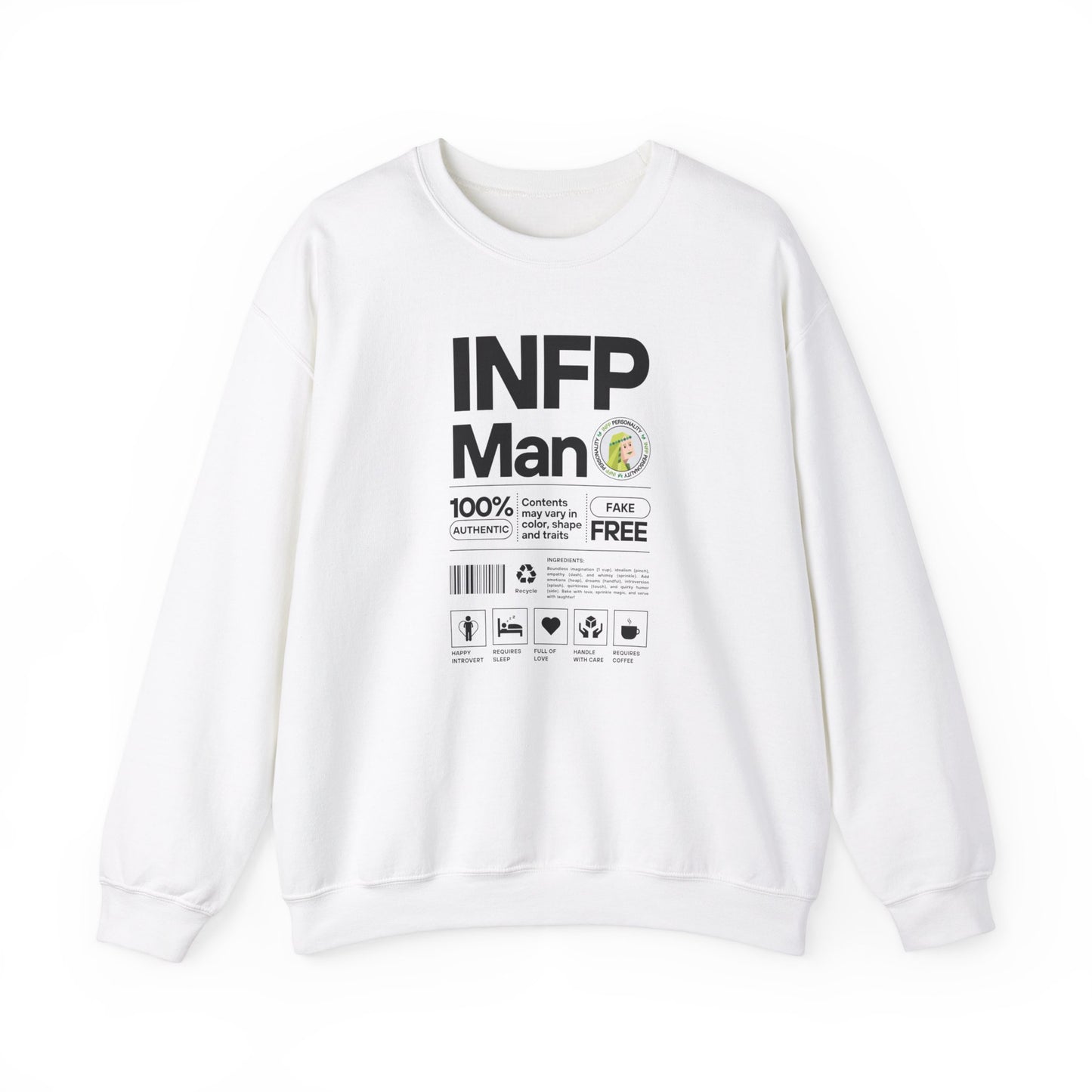 INFP Man Ingredients Black Text Sweatshirt