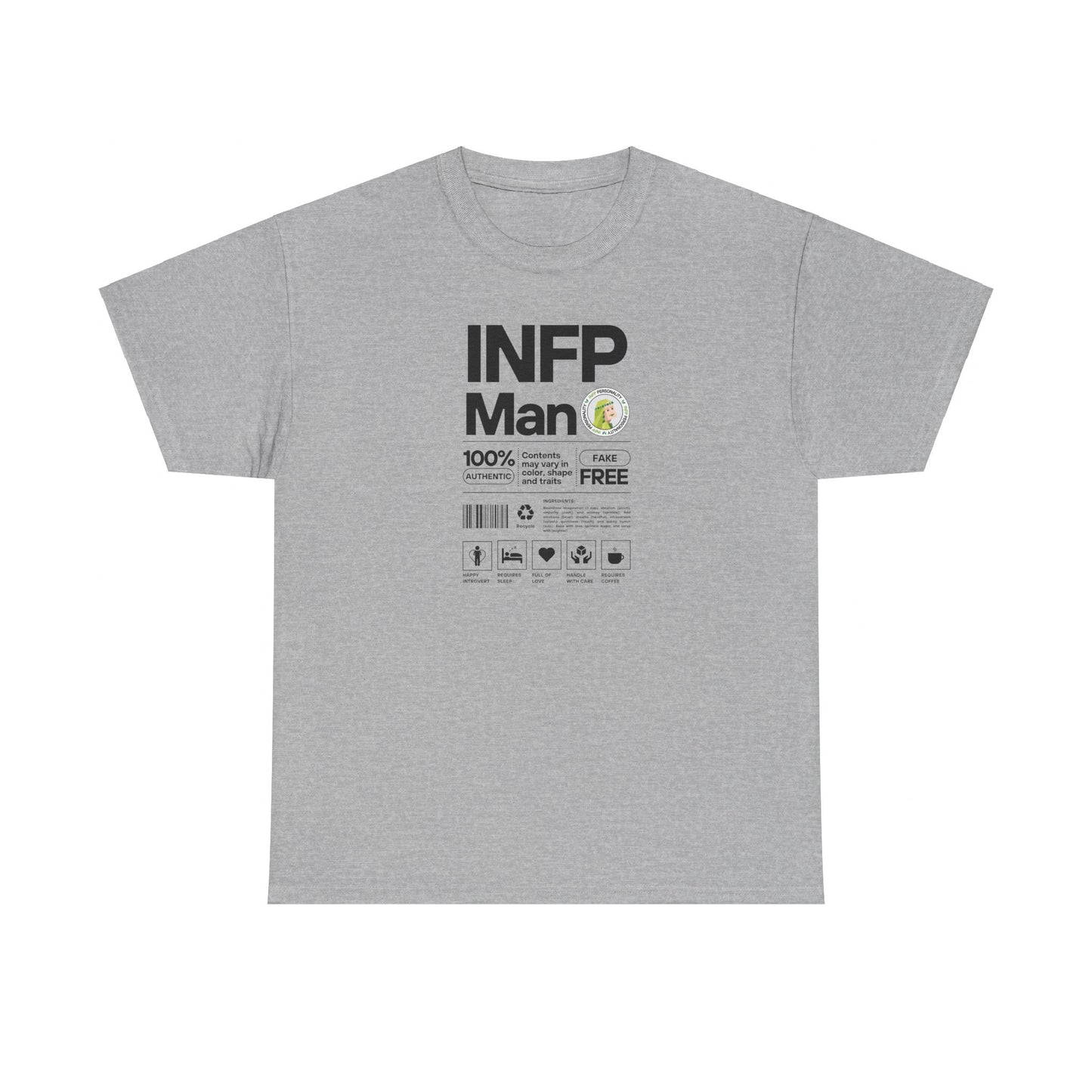 INFP Man Ingredients Black Text Tee