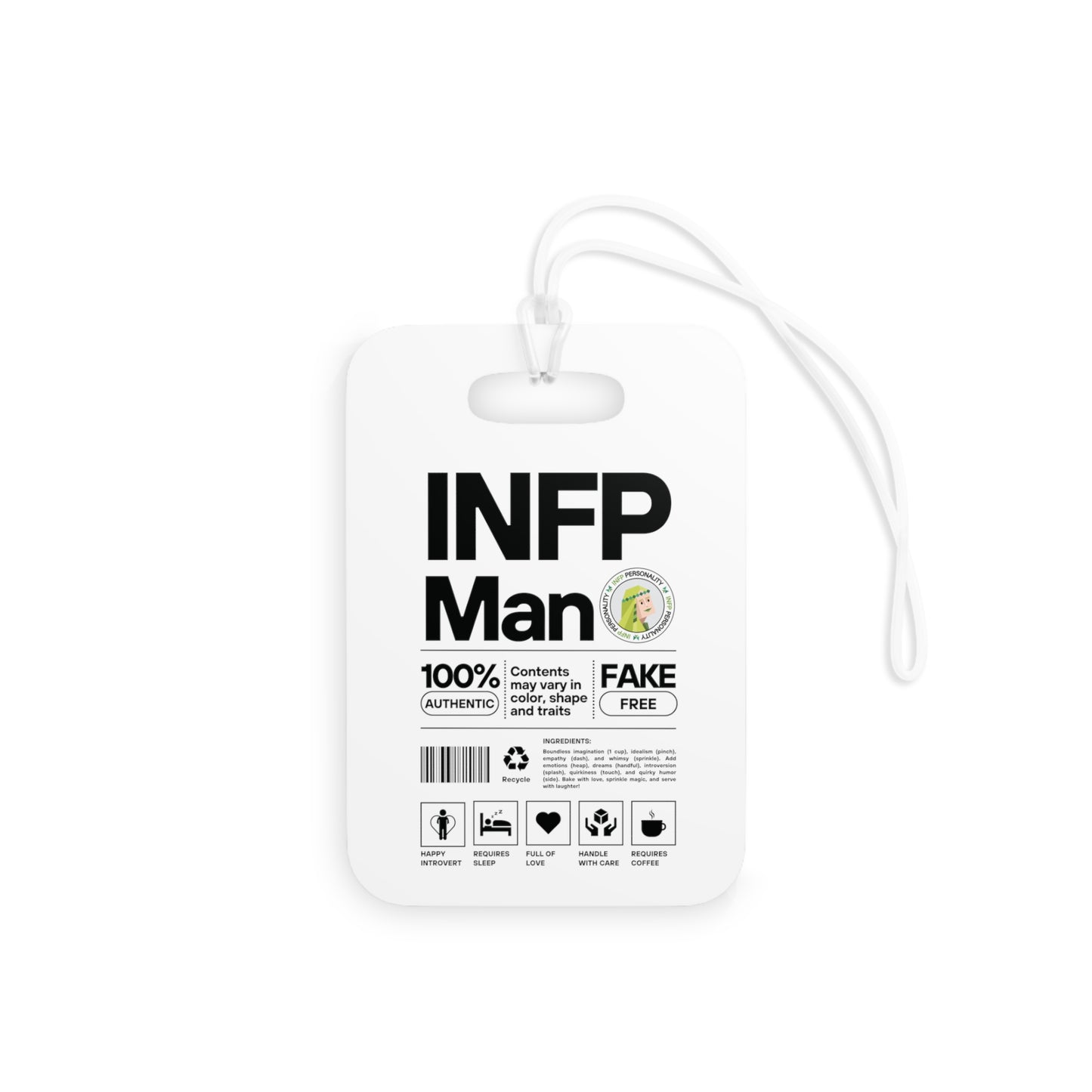 INFP Man Ingredients Plastic Luggage Tags