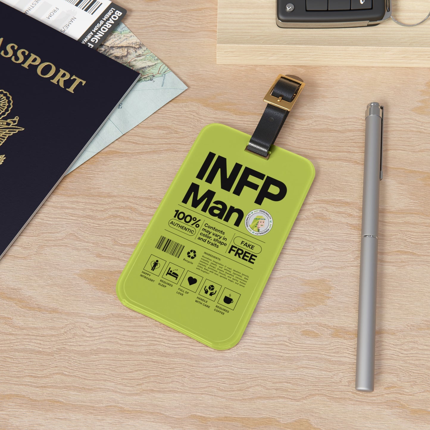 INFP Man Ingredients Luggage Tag