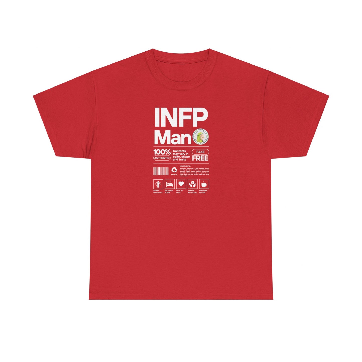 INFP Man Ingredients White Text Tee