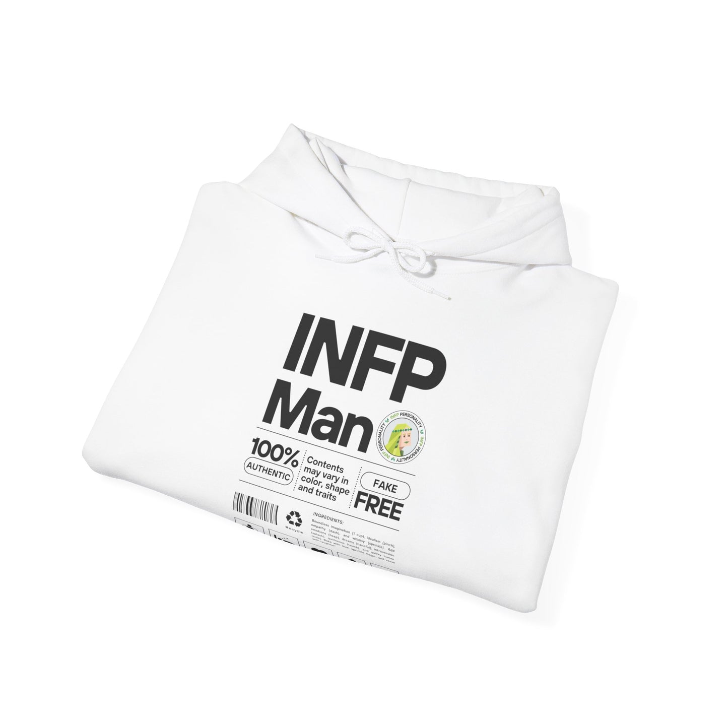 INFP Man Ingredients Black Text Hoodie