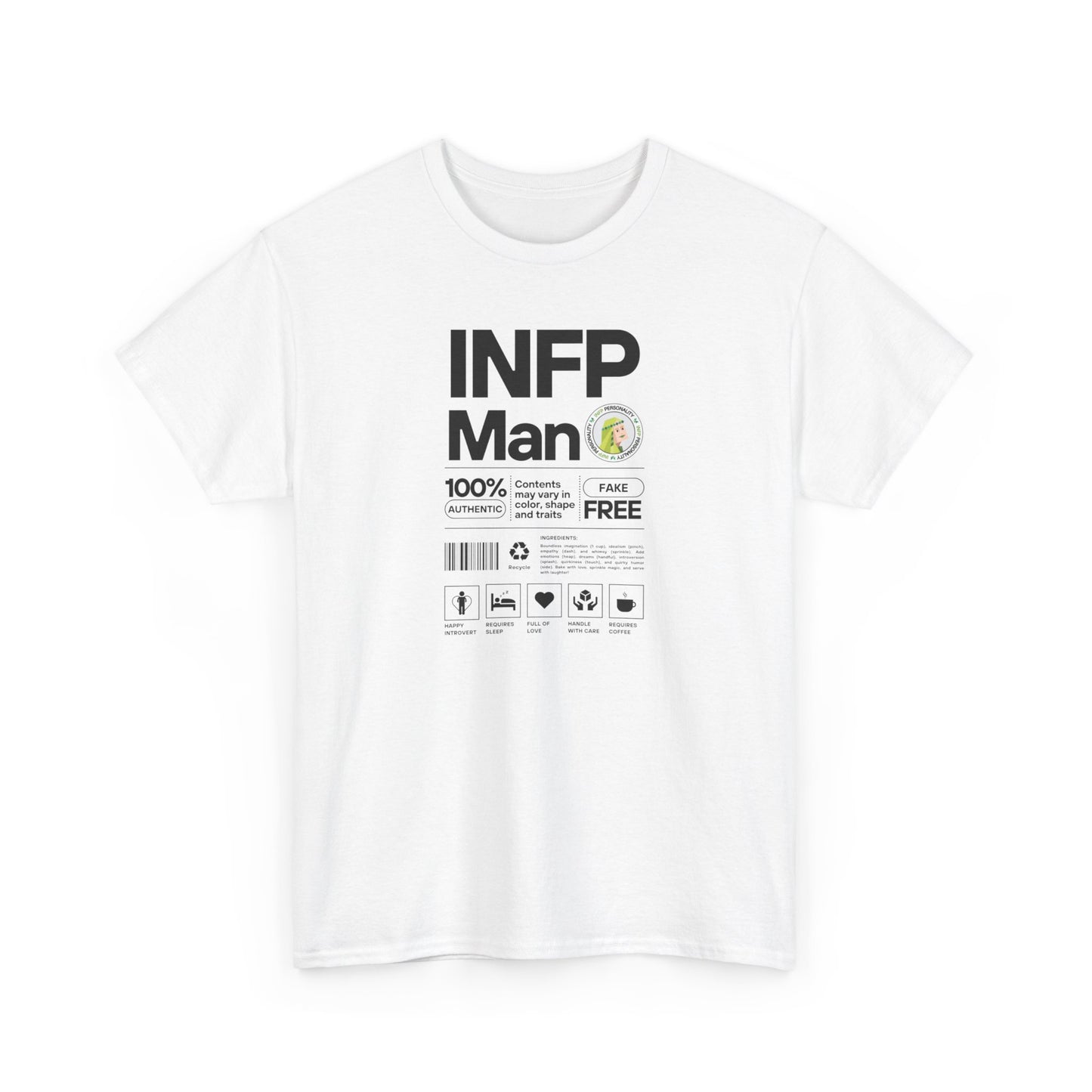 INFP Man Ingredients Black Text Tee