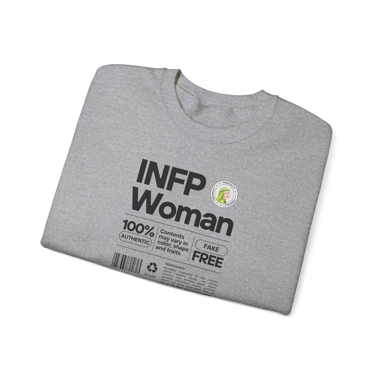 INFP Woman Ingredients Black Text Sweatshirt