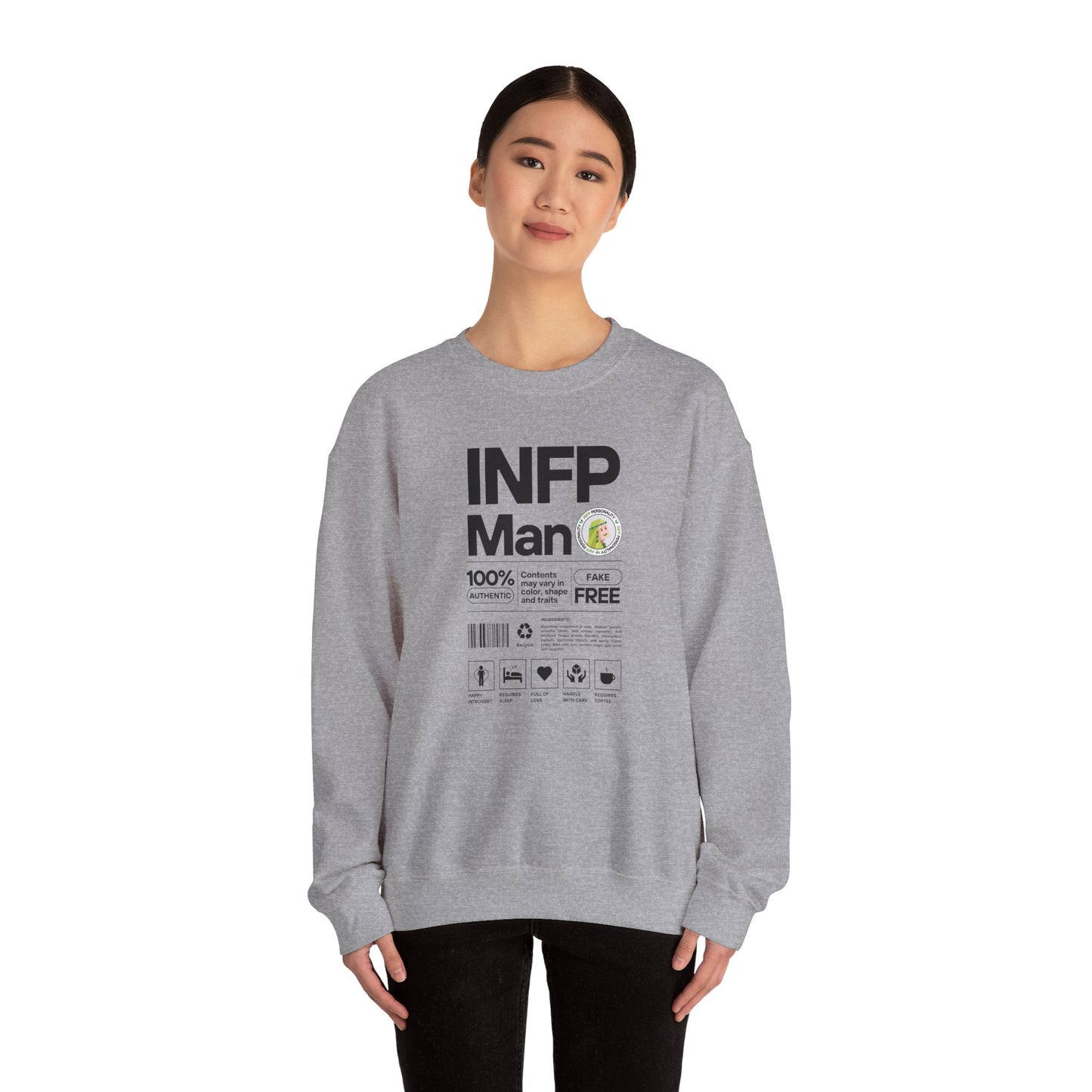 INFP Man Ingredients Black Text Sweatshirt