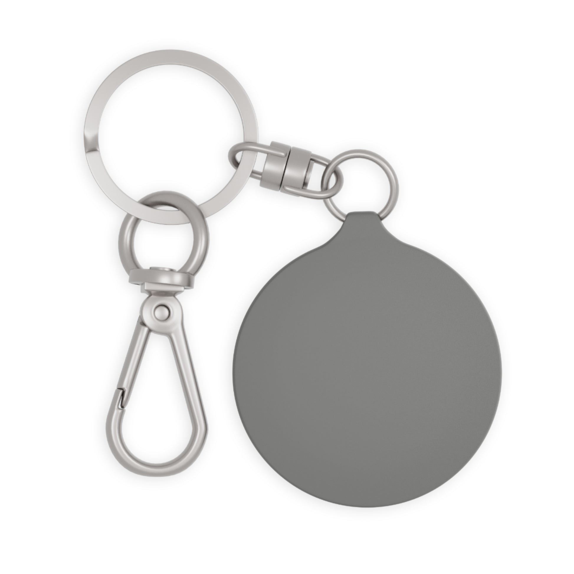 Back view of the INFP Community Keyring, showcasing its charming round shape and sturdy design.