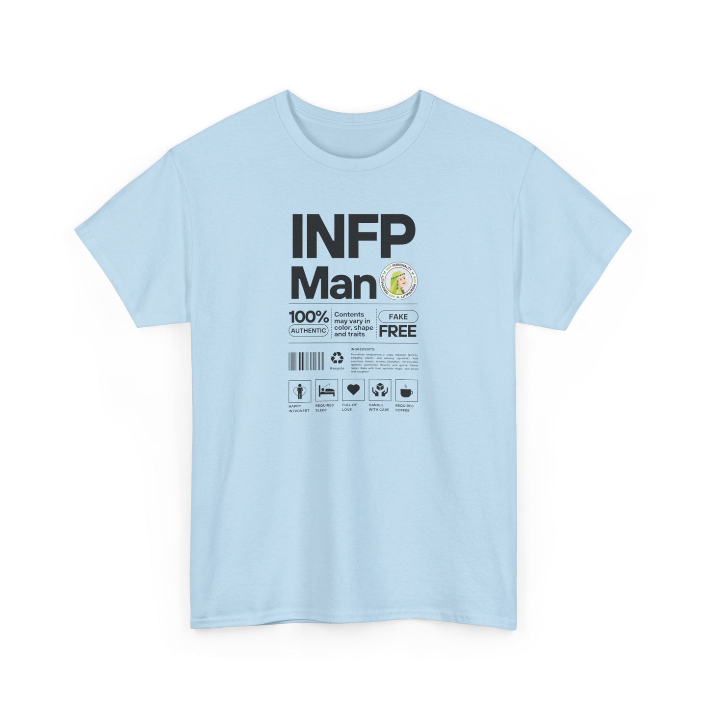 INFP Man Ingredients Black Text Tee