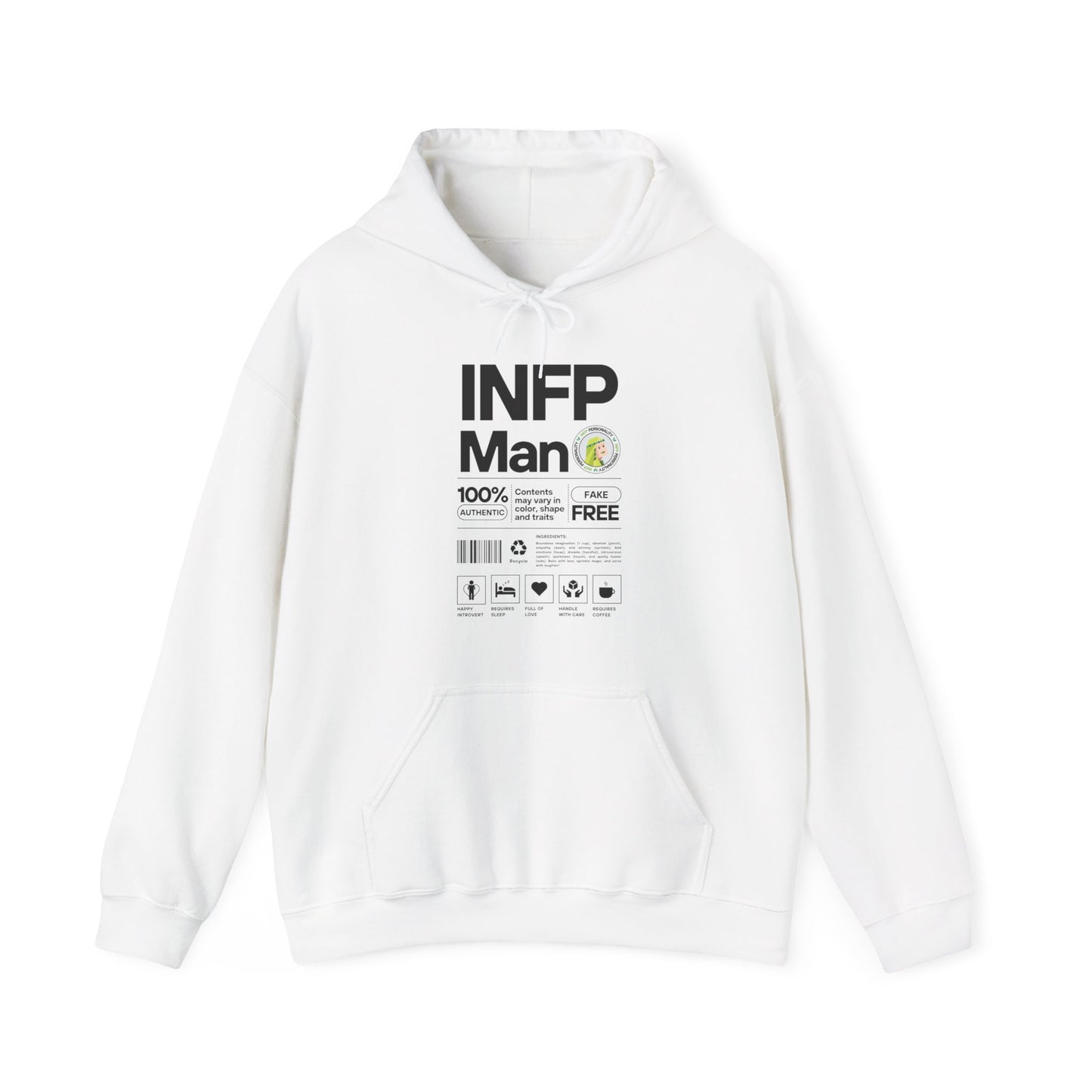 INFP Man Ingredients Black Text Hoodie