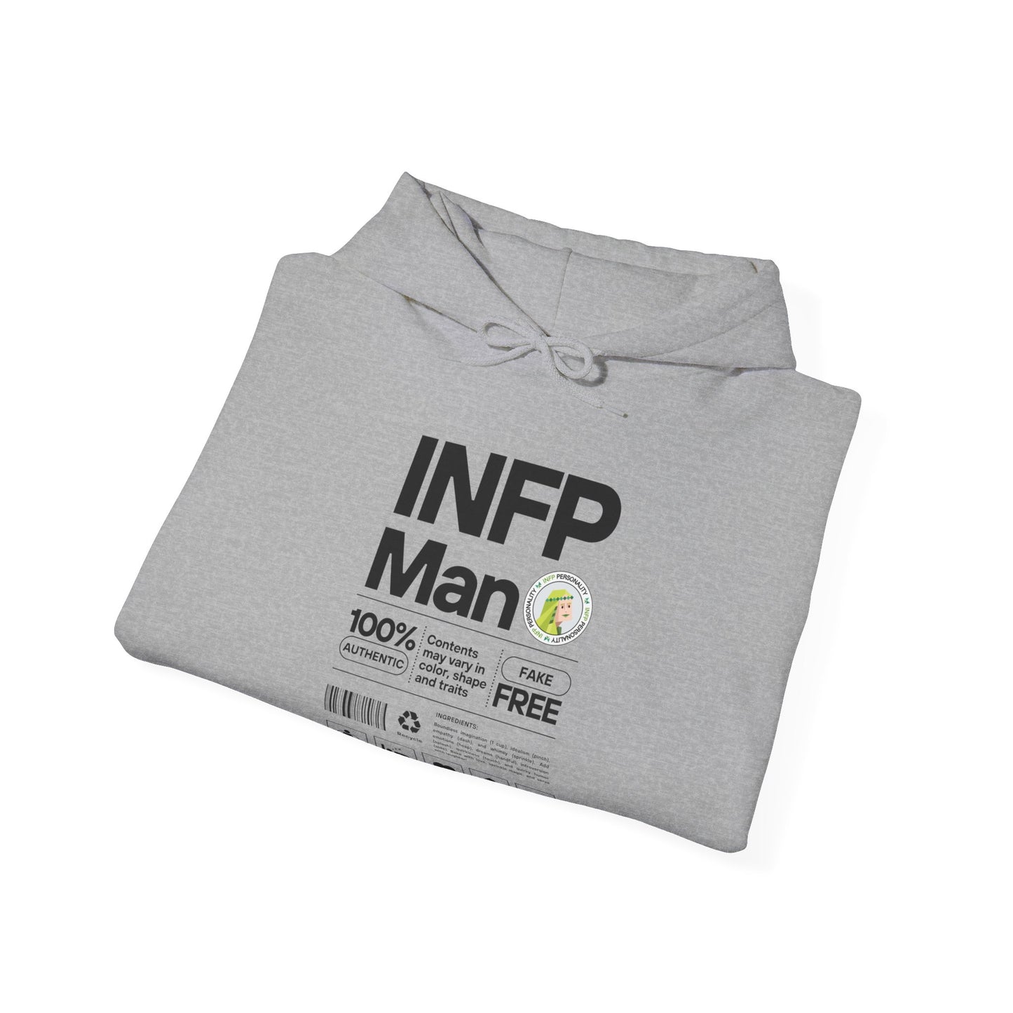 INFP Man Ingredients Black Text Hoodie