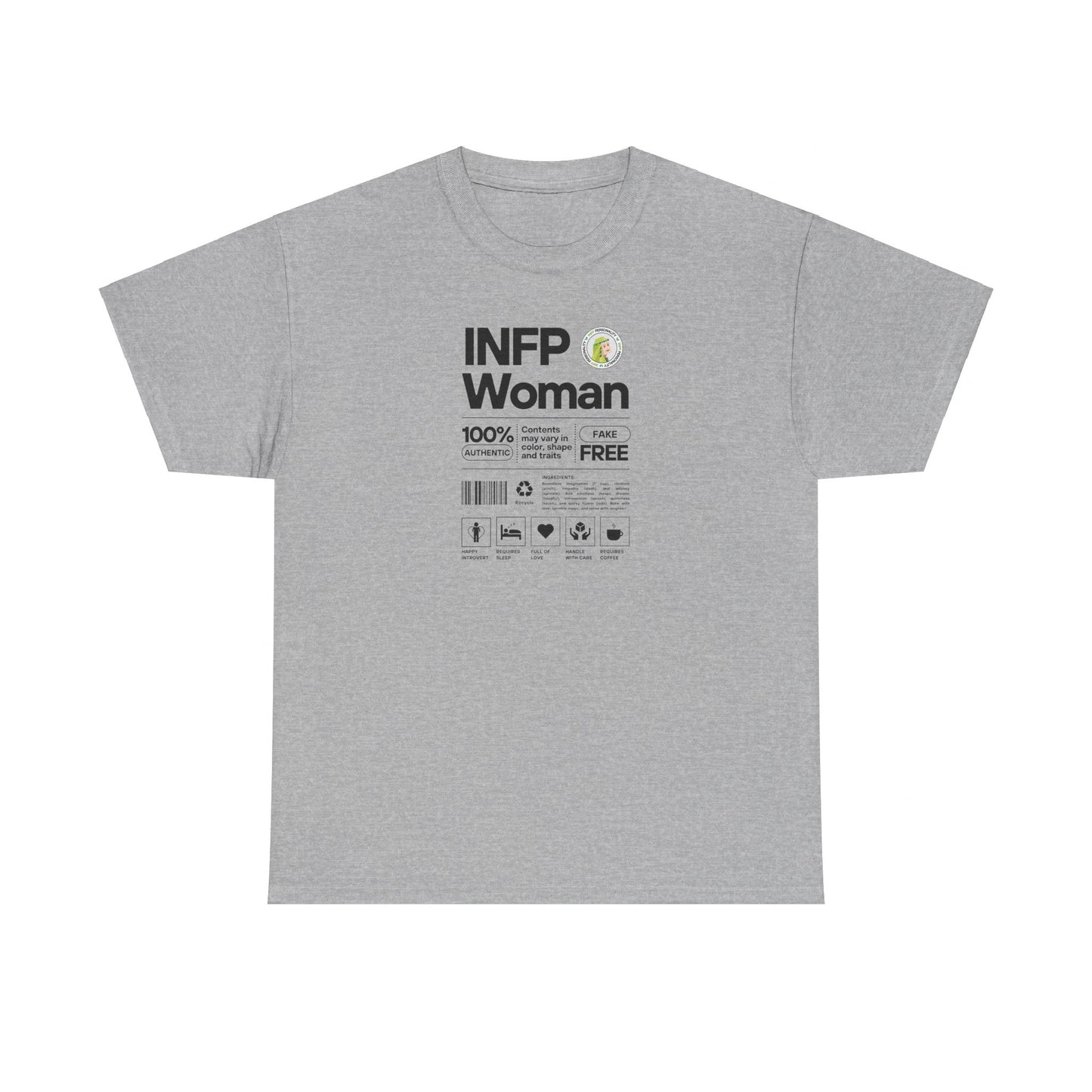 INFP Woman Ingredients Black Text Tee