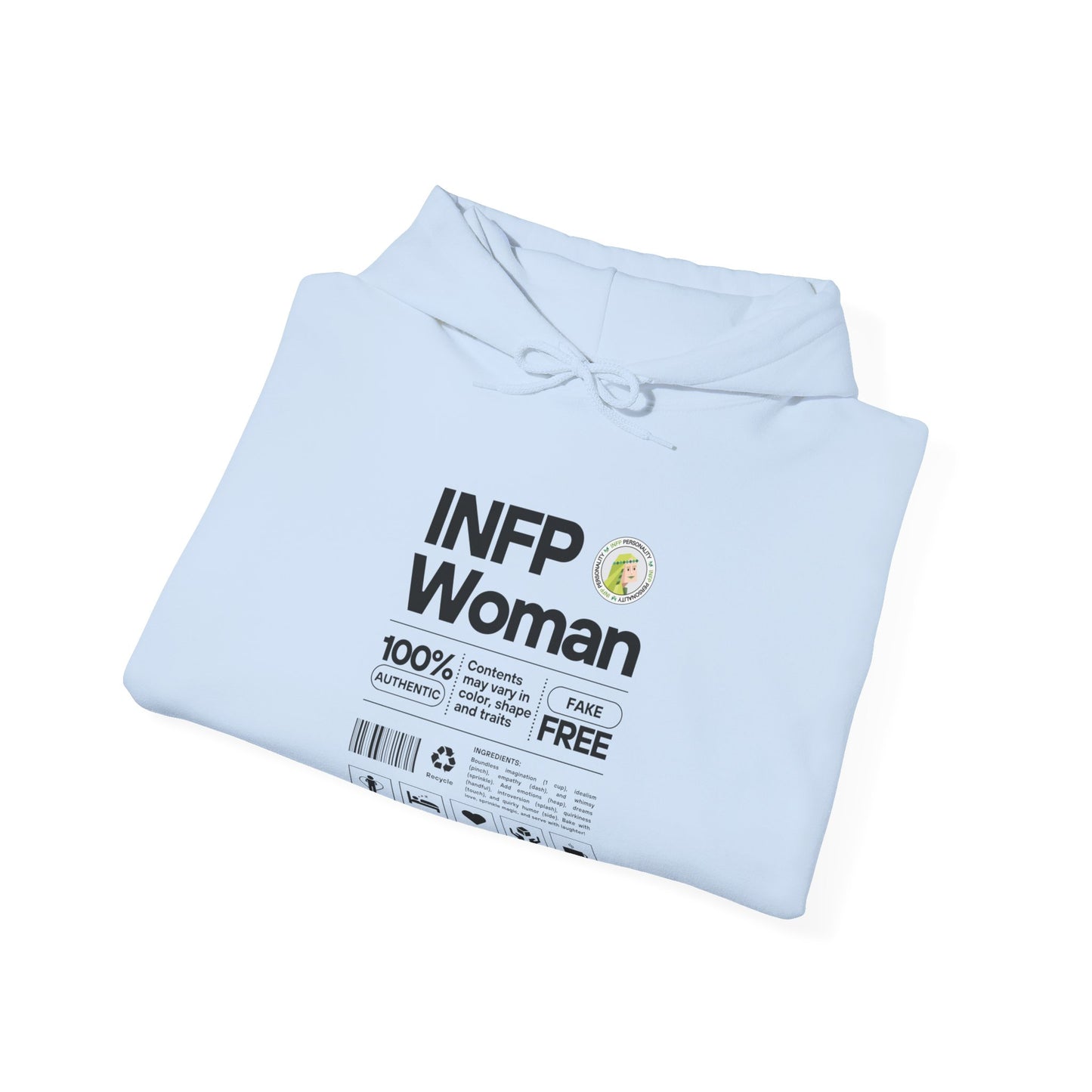 INFP Woman Ingredients Black Text Hoodie