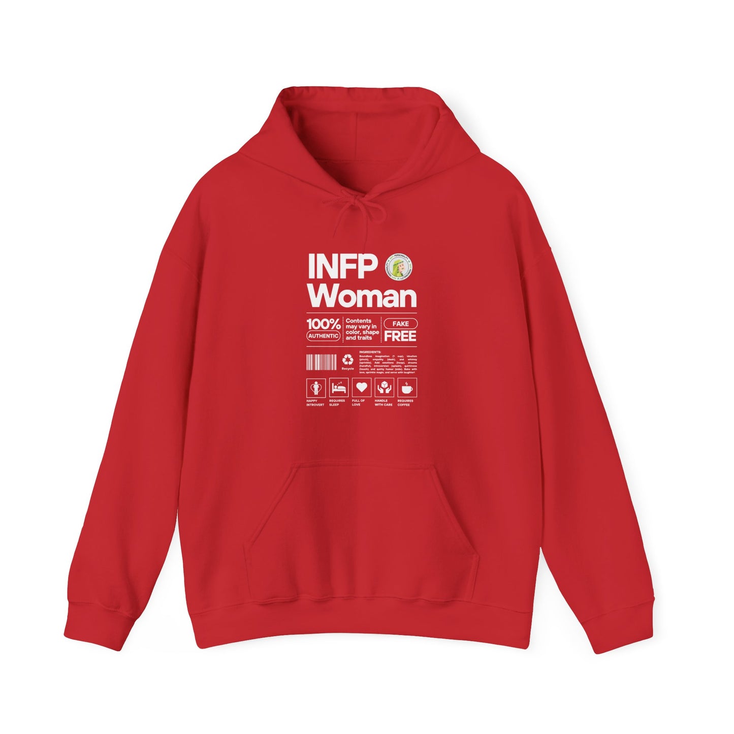 INFP Woman Ingredients White Text Hoodie