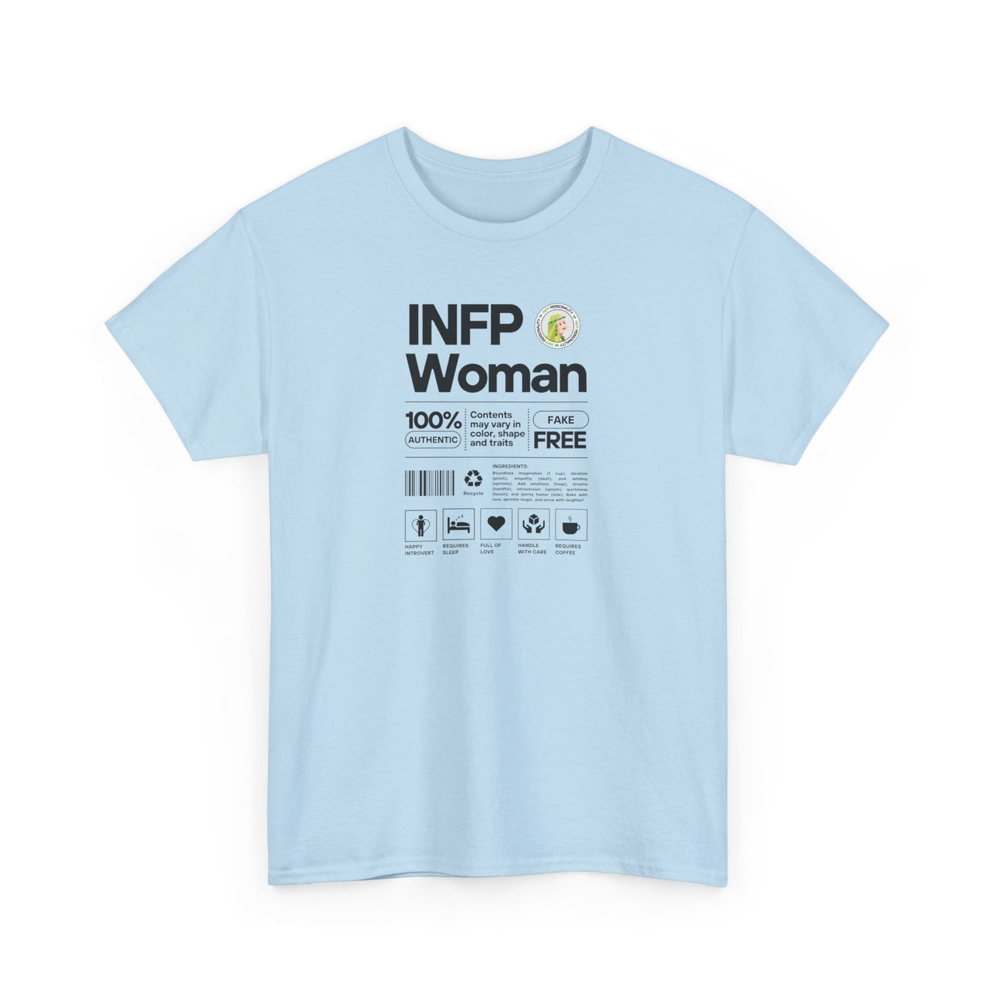 INFP Woman Ingredients Black Text Tee