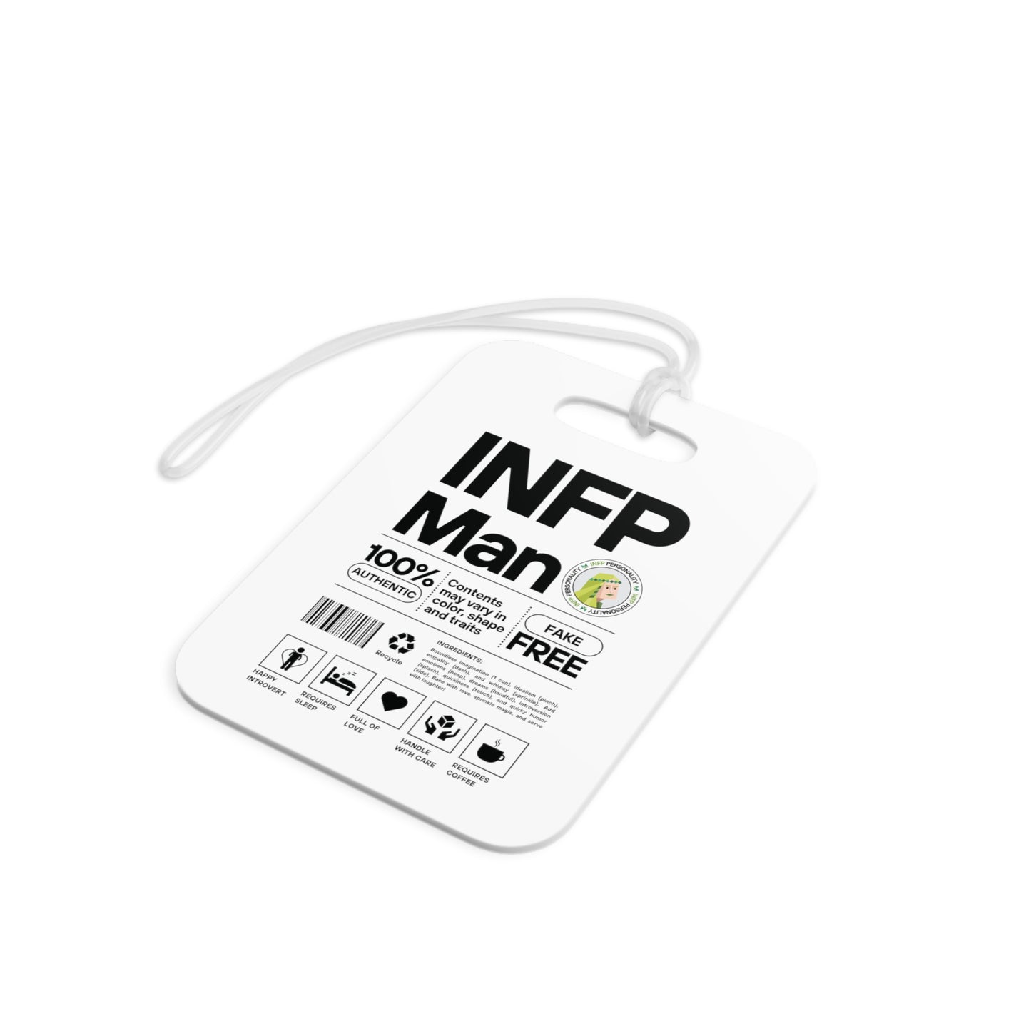 INFP Man Ingredients Plastic Luggage Tags