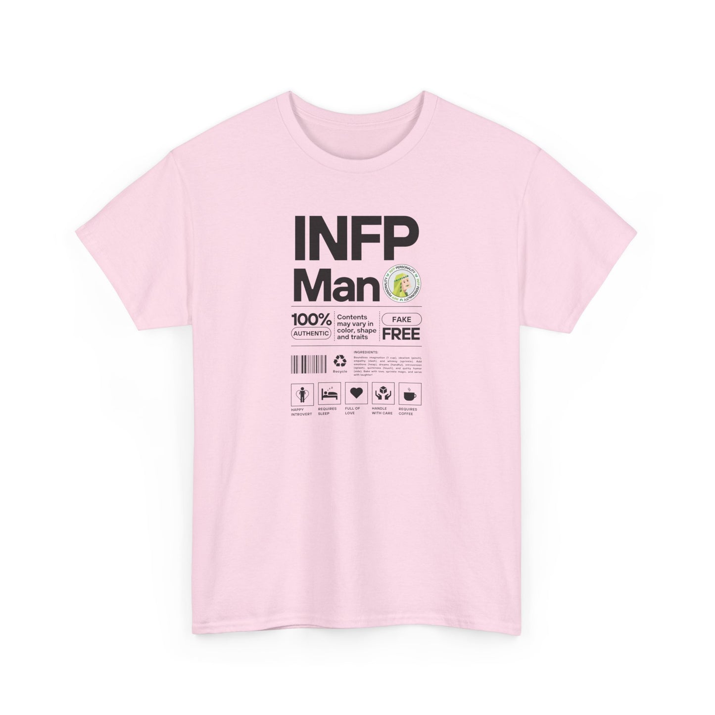 INFP Man Ingredients Black Text Tee