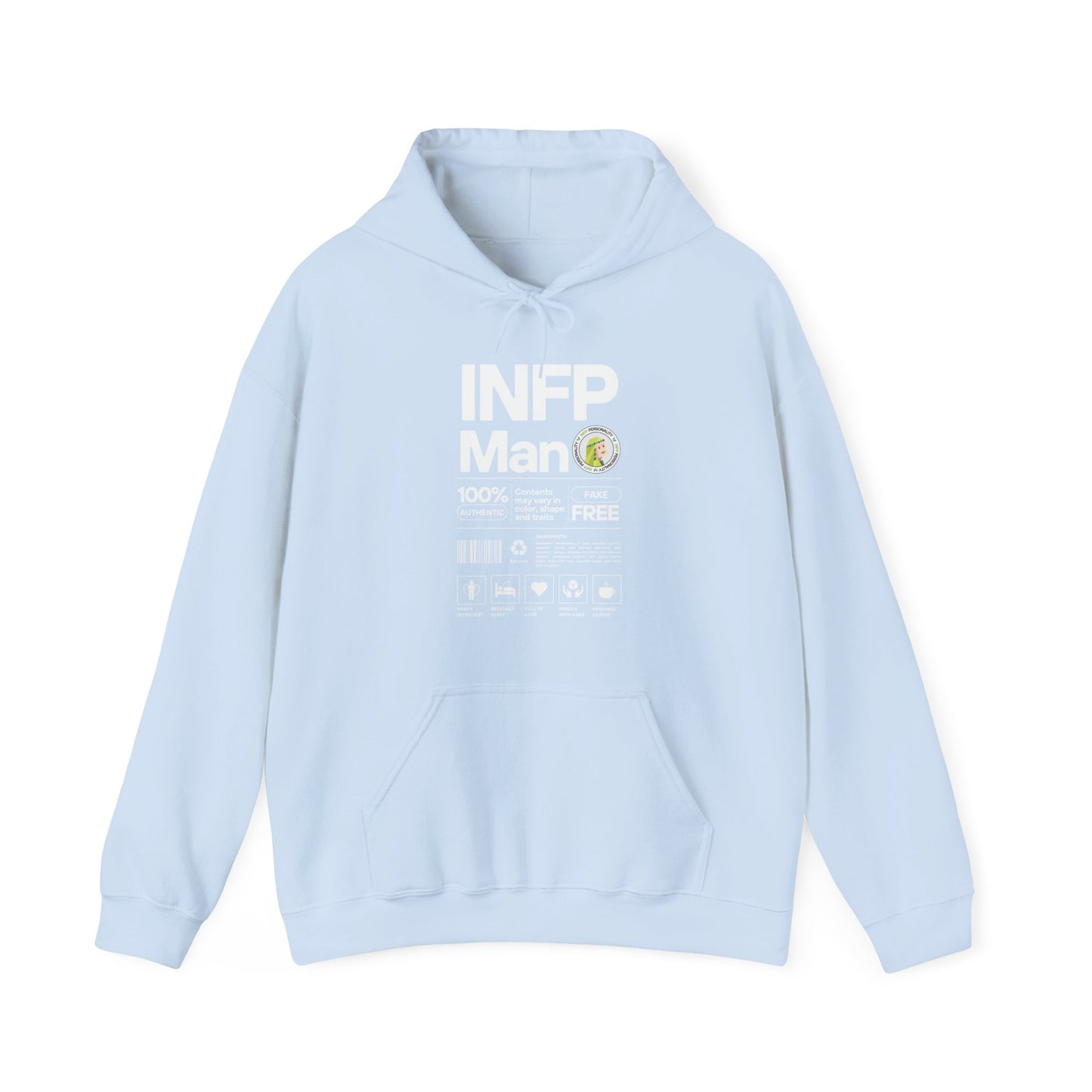 INFP Man Ingredients White Text Hoodie