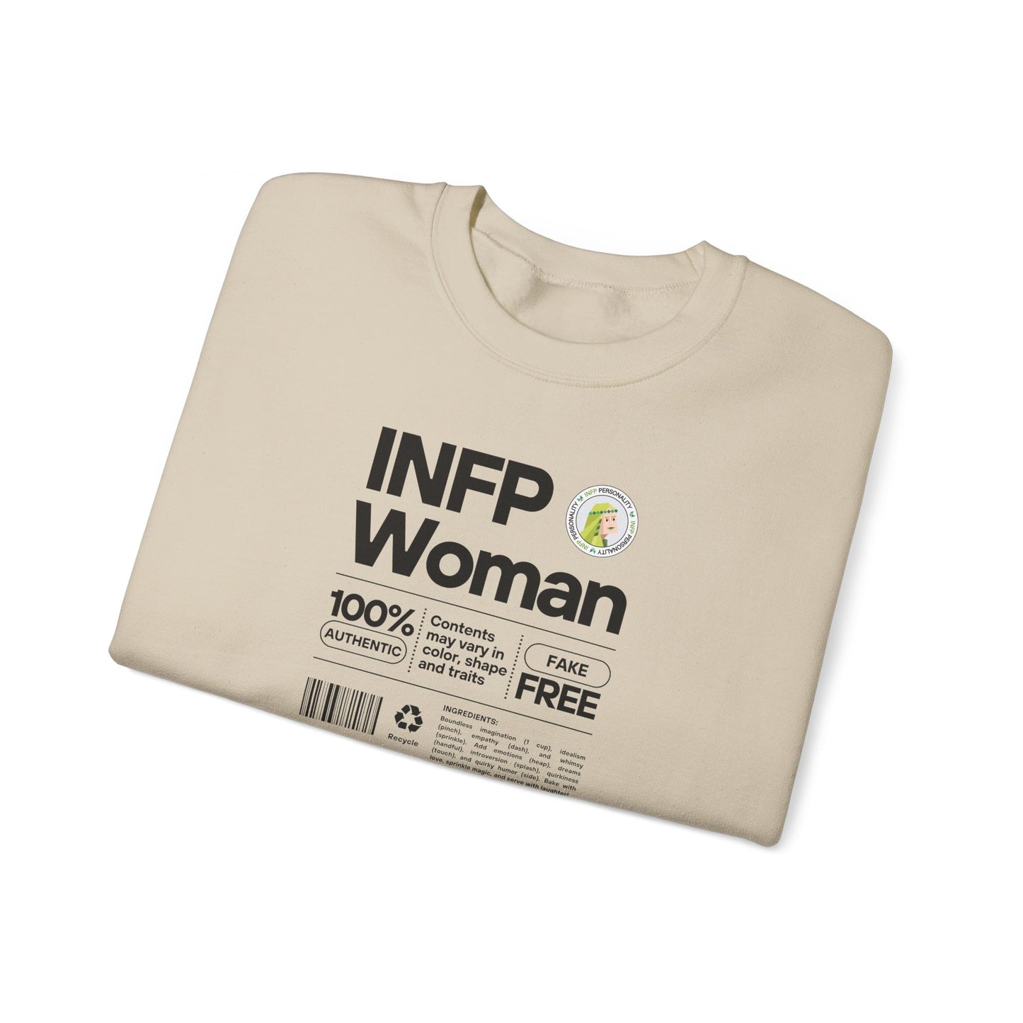 INFP Woman Ingredients Black Text Sweatshirt