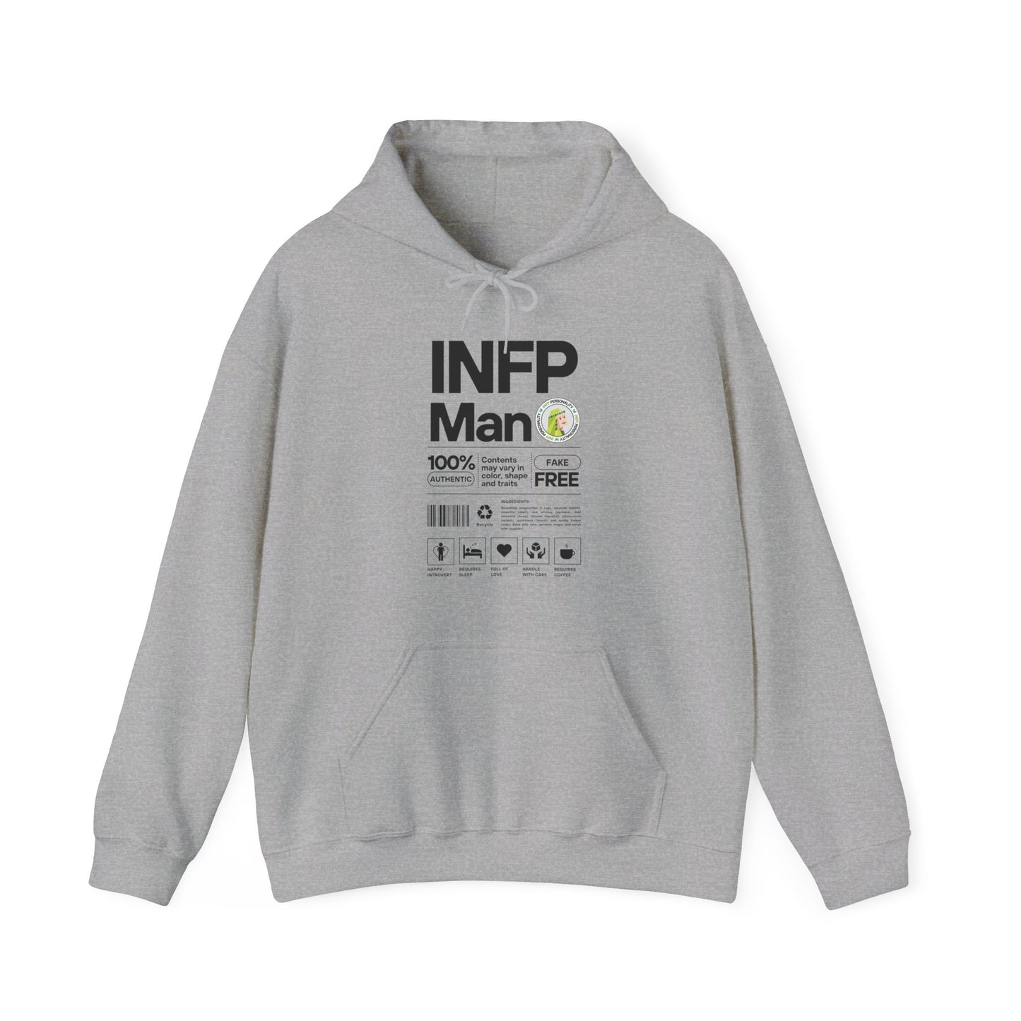 INFP Man Ingredients Black Text Hoodie