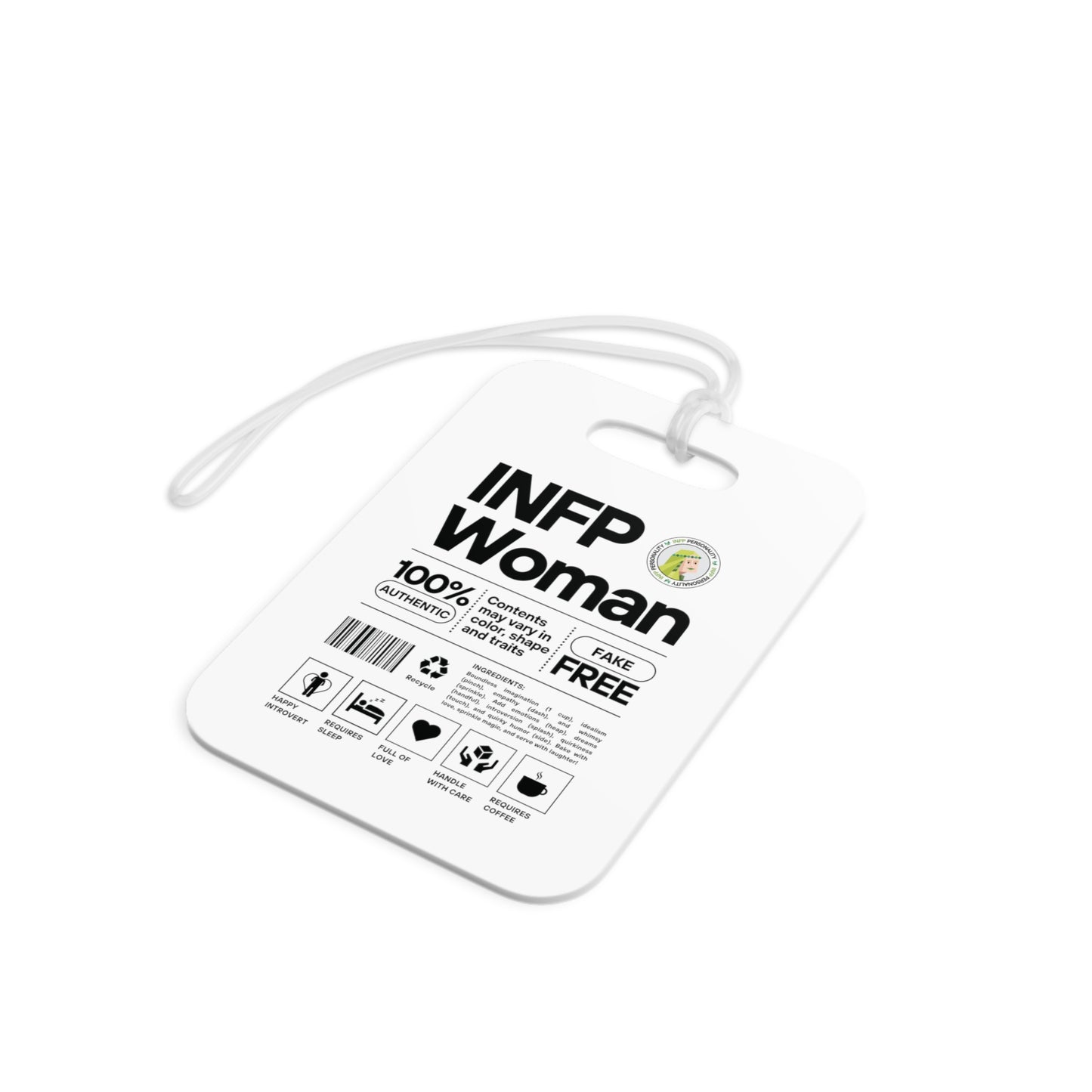 INFP Woman Ingredients Plastic Luggage Tags