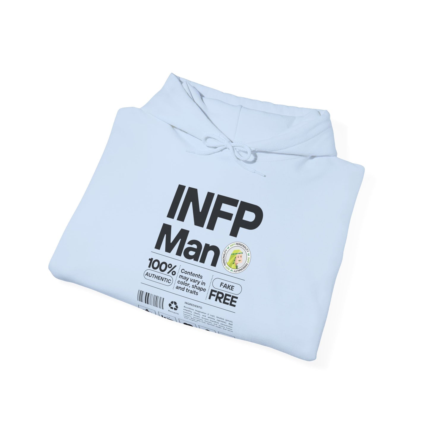 INFP Man Ingredients Black Text Hoodie