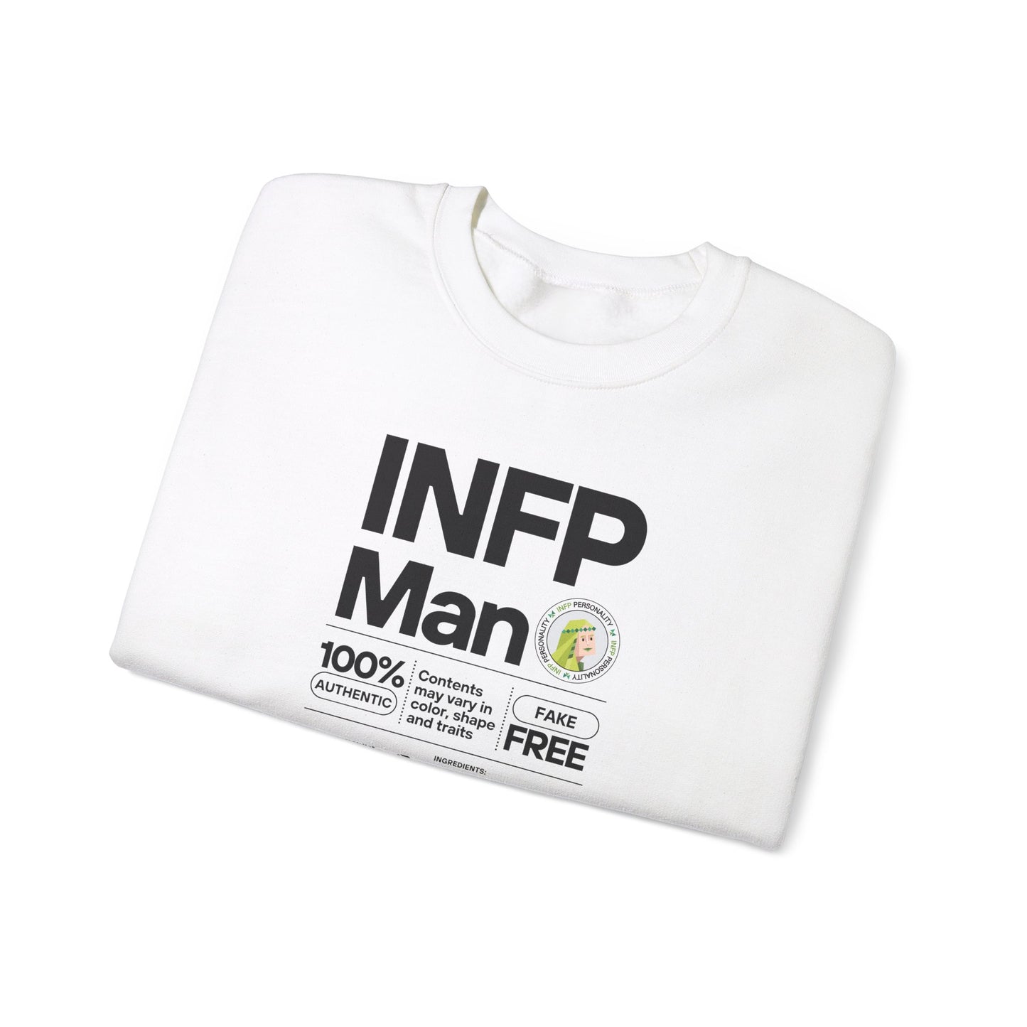 INFP Man Ingredients Black Text Sweatshirt