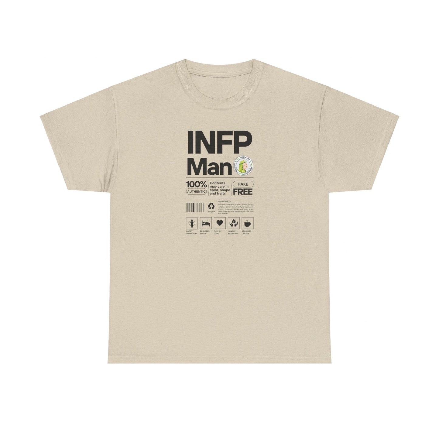 INFP Man Ingredients Black Text Tee