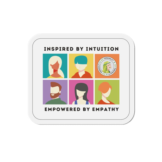 Front view of the INFP Pride Magnet, highlighting its vibrant design and die-cut shape.