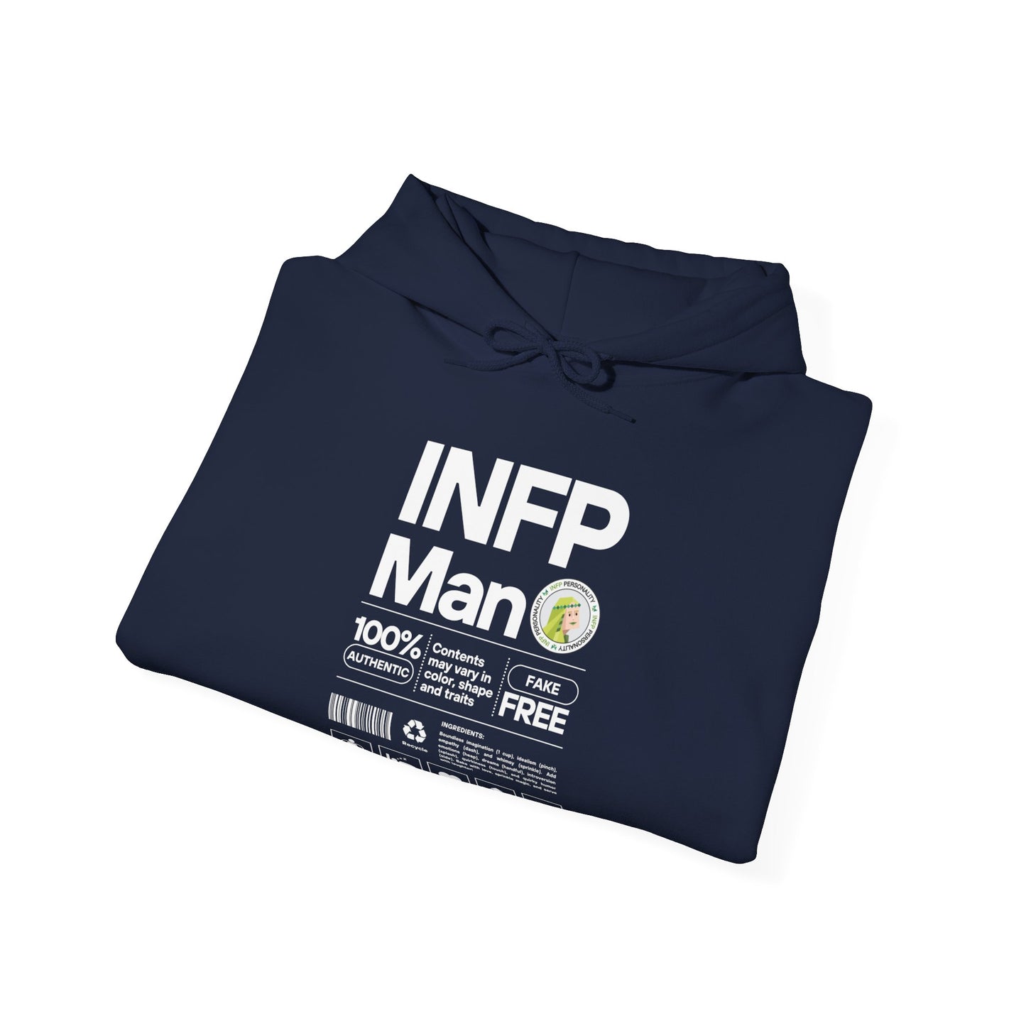 INFP Man Ingredients White Text Hoodie