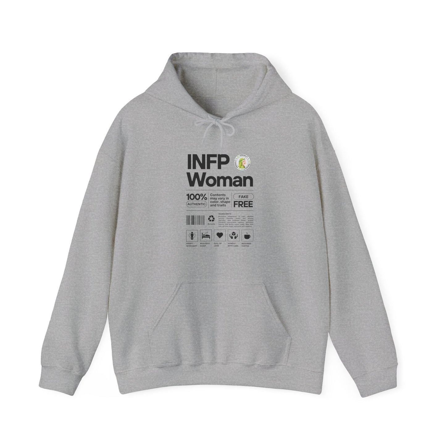 INFP Woman Ingredients Black Text Hoodie