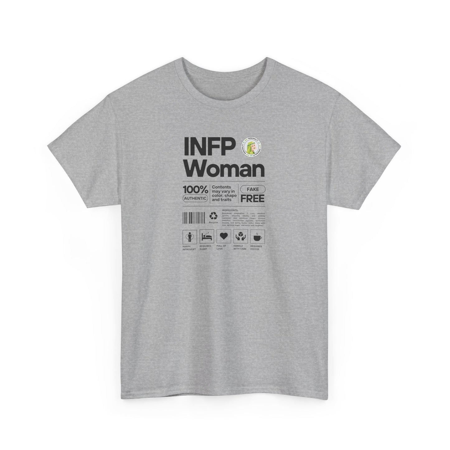 INFP Woman Ingredients Black Text Tee