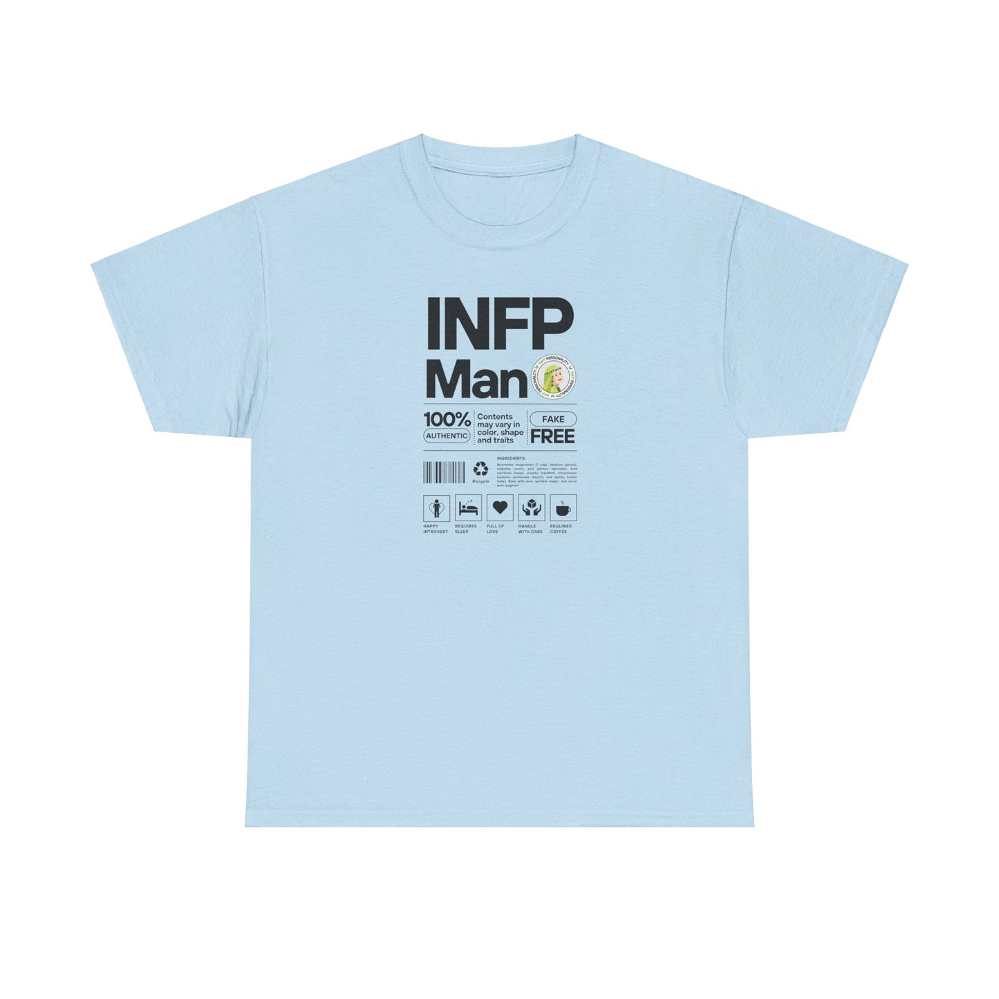 INFP Man Ingredients Black Text Tee