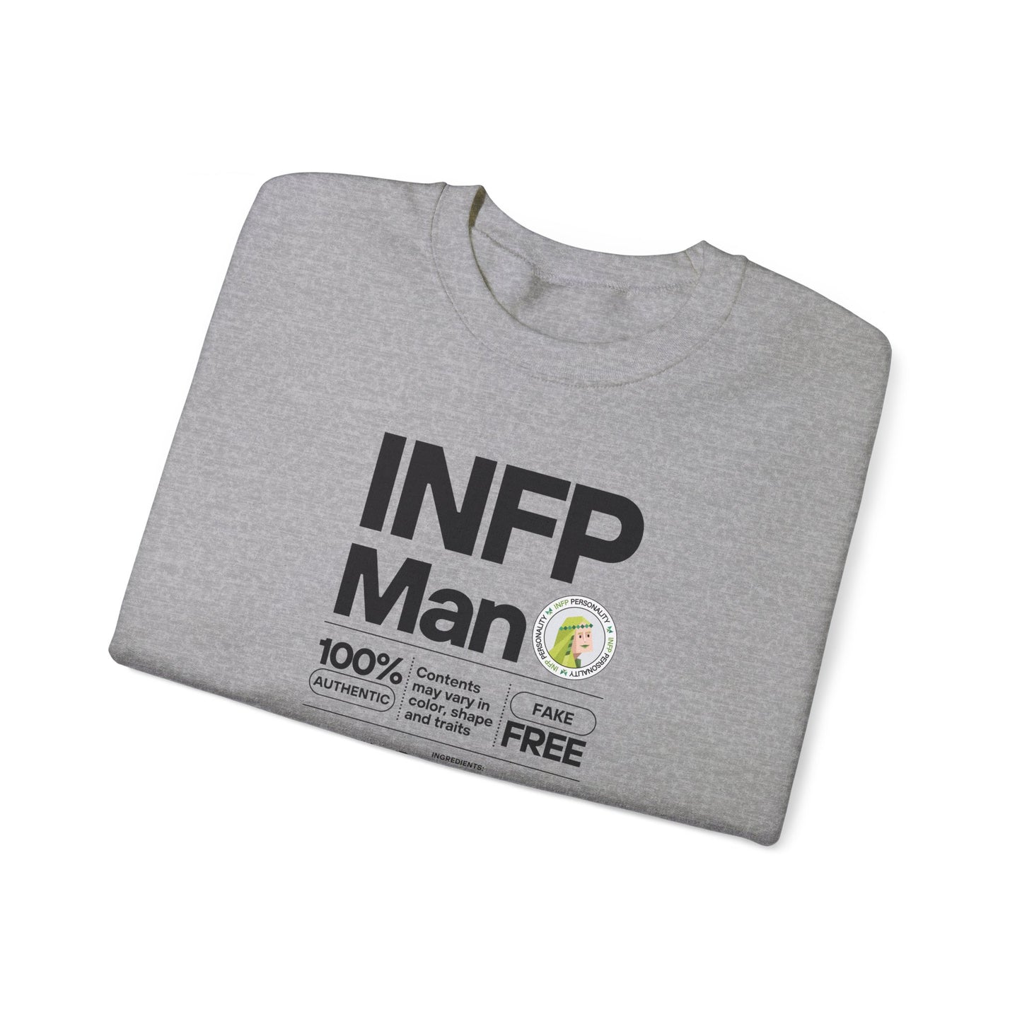 INFP Man Ingredients Black Text Sweatshirt