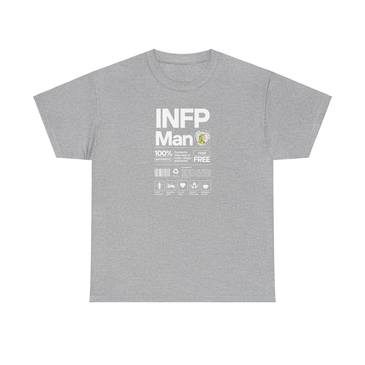 INFP Man Ingredients White Text Tee