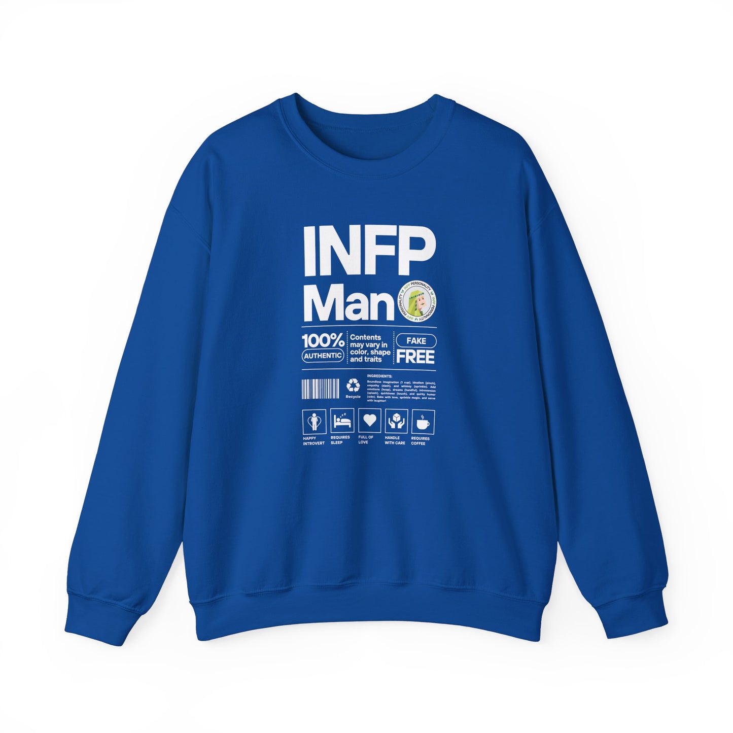 INFP Man Ingredients White Text Sweatshirt