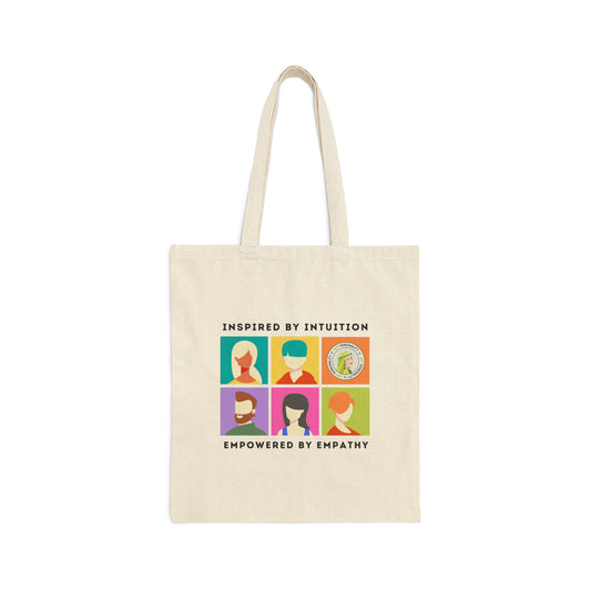 Front view of the INFP Pride Cotton Canvas Tote Bag, showcasing its sturdy design and vibrant print.