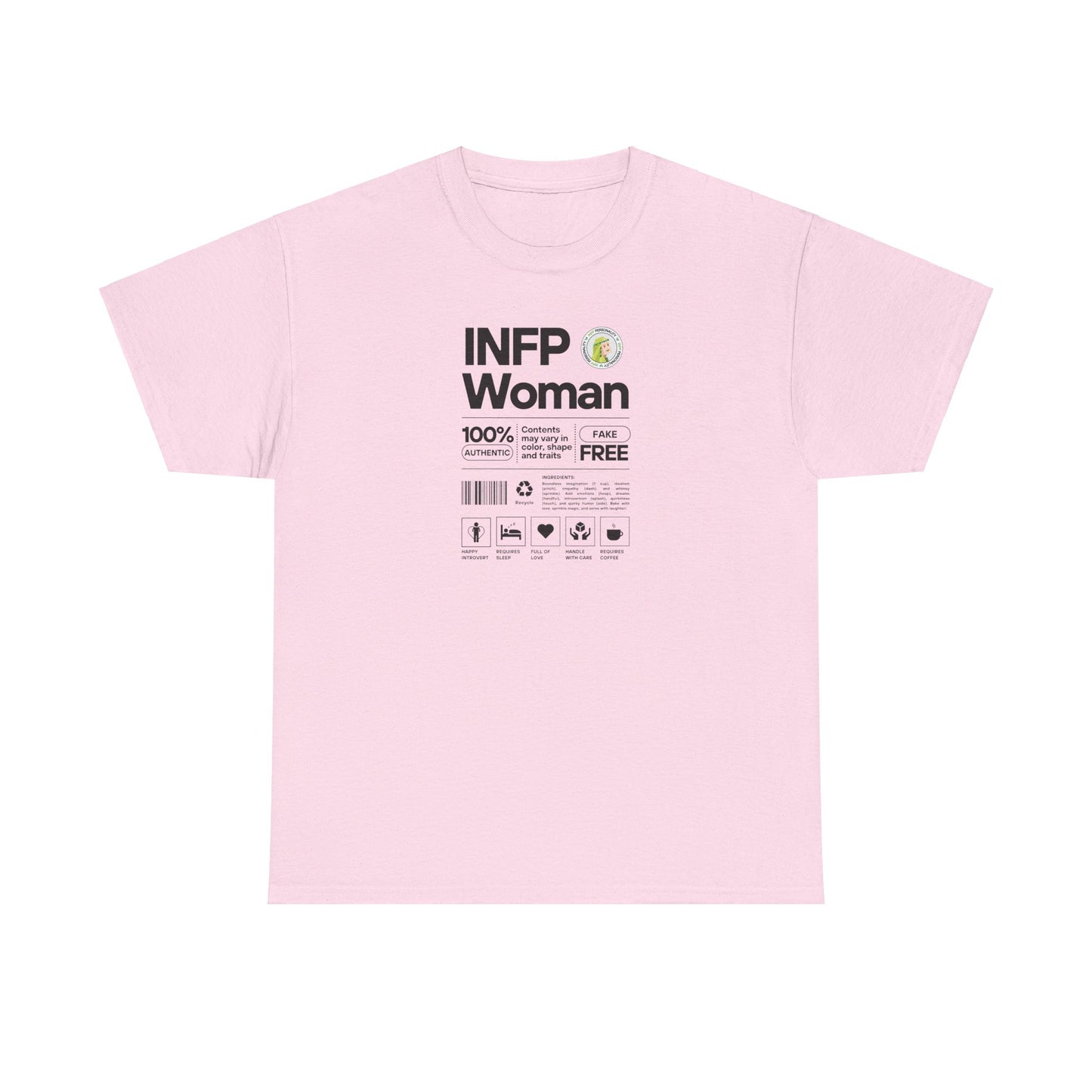 INFP Woman Ingredients Black Text Tee