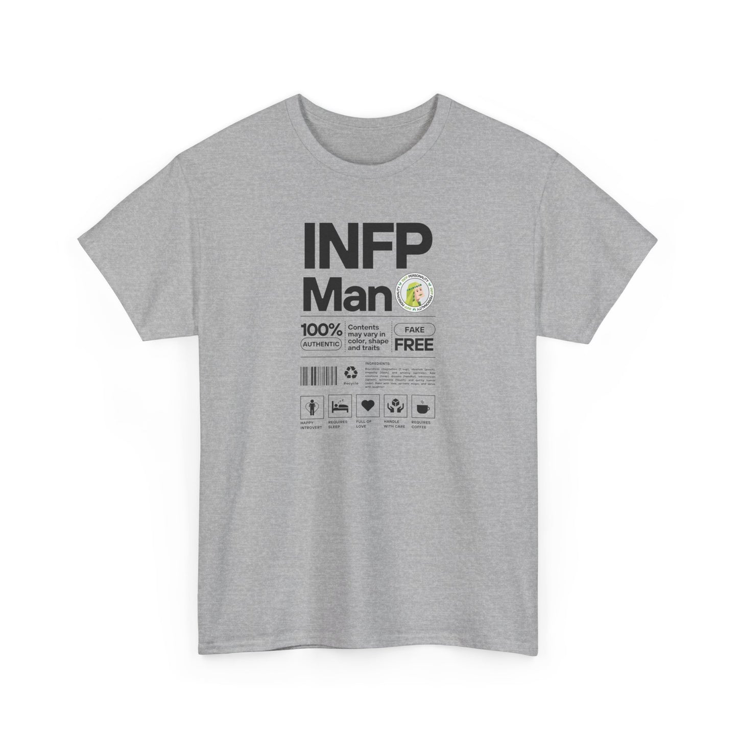 INFP Man Ingredients Black Text Tee