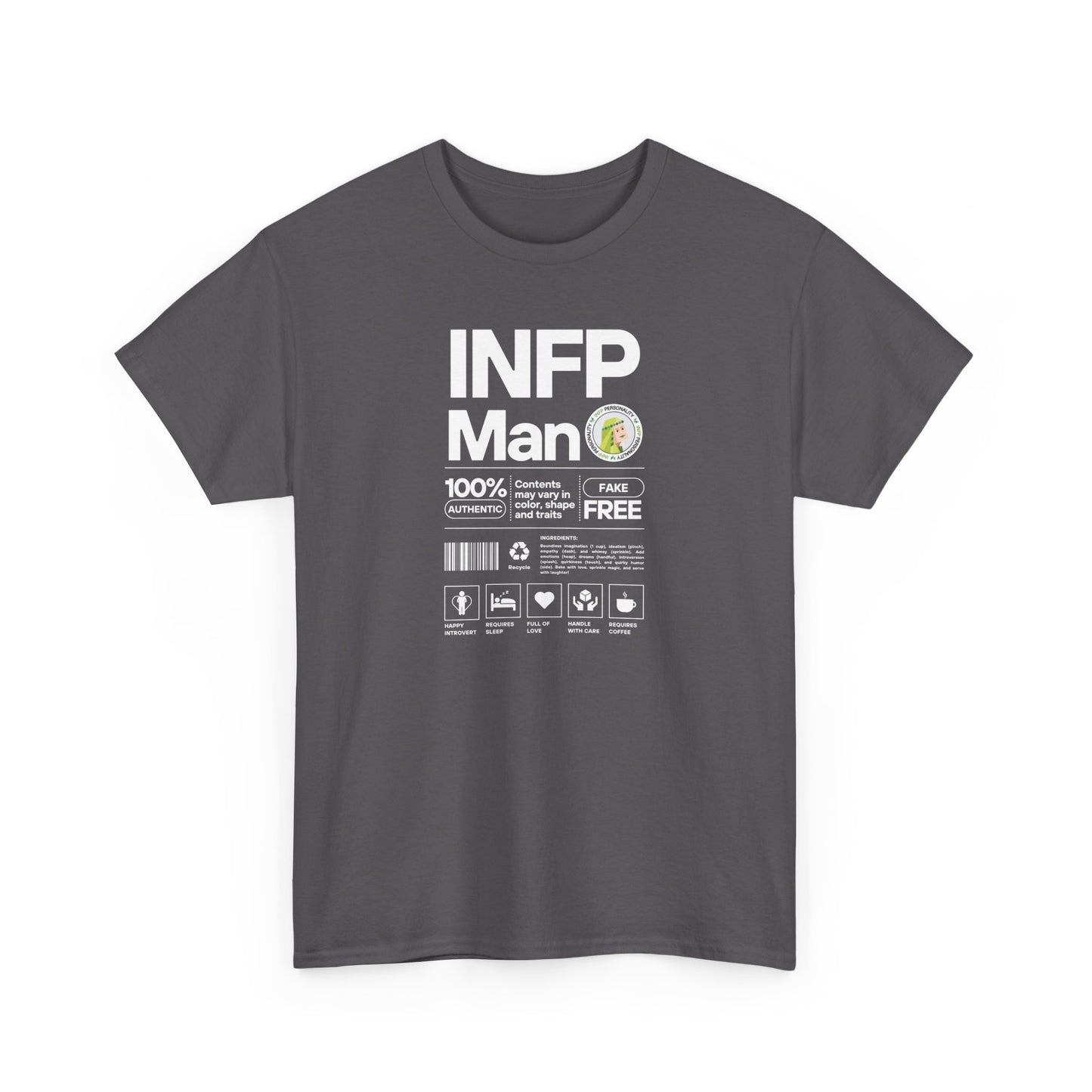 INFP Man Ingredients White Text Tee