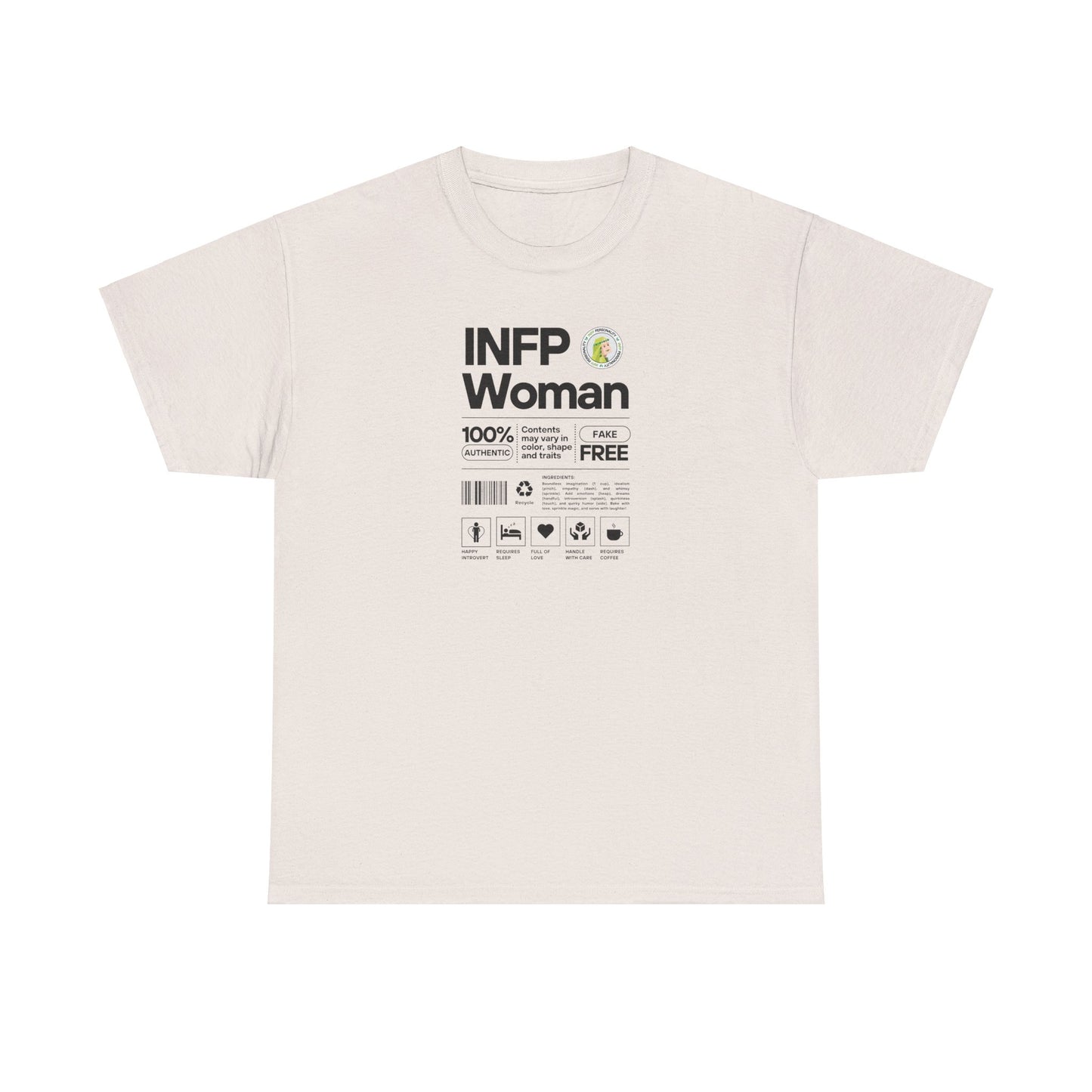 INFP Woman Ingredients Black Text Tee