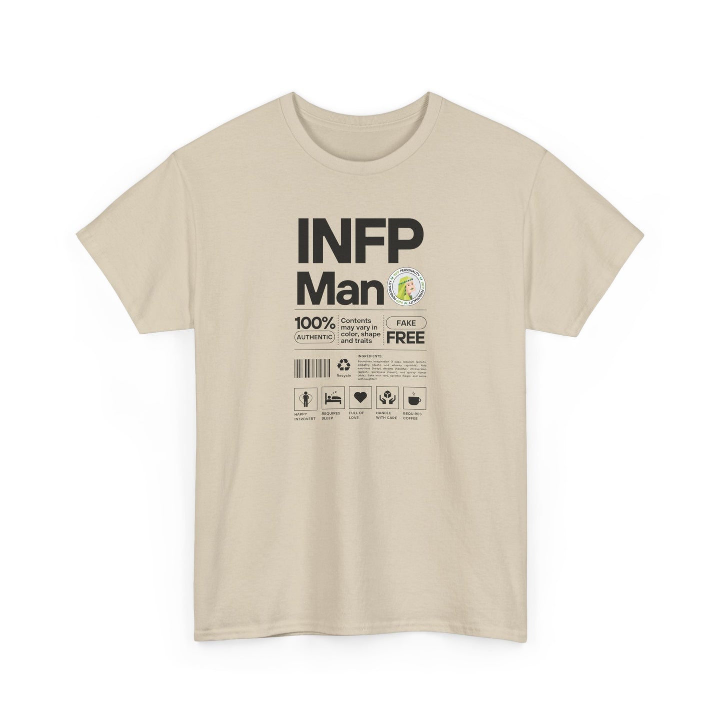 INFP Man Ingredients Black Text Tee