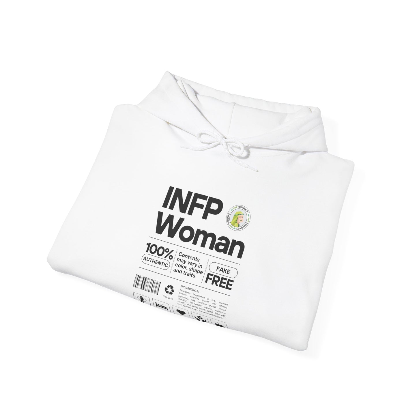 INFP Woman Ingredients Black Text Hoodie